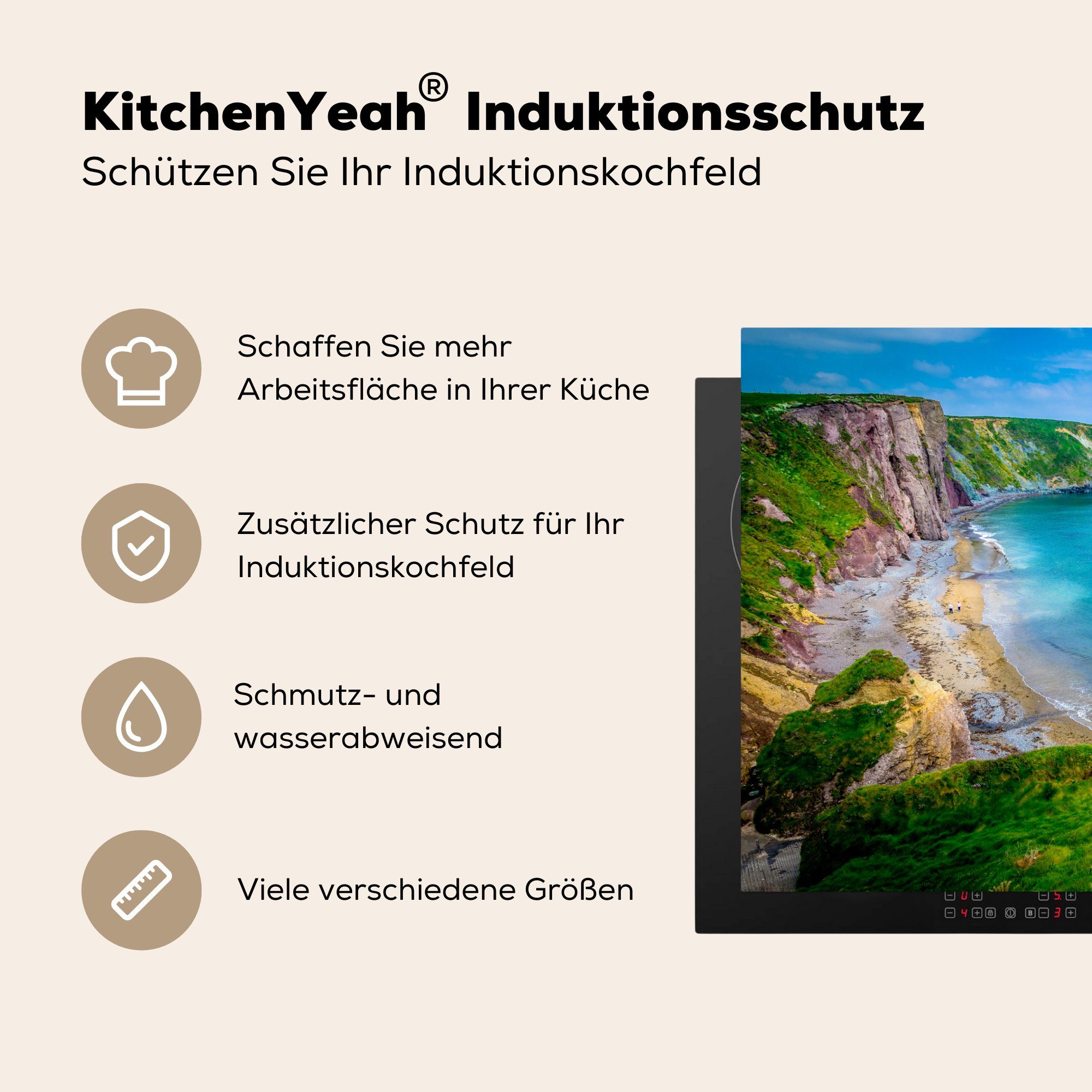 Bucht, (1 die Vinyl, für küche, cm, Ceranfeldabdeckung Schutz 81x52 Induktionskochfeld Ballydowane tlg), Herdblende-/Abdeckplatte MuchoWow