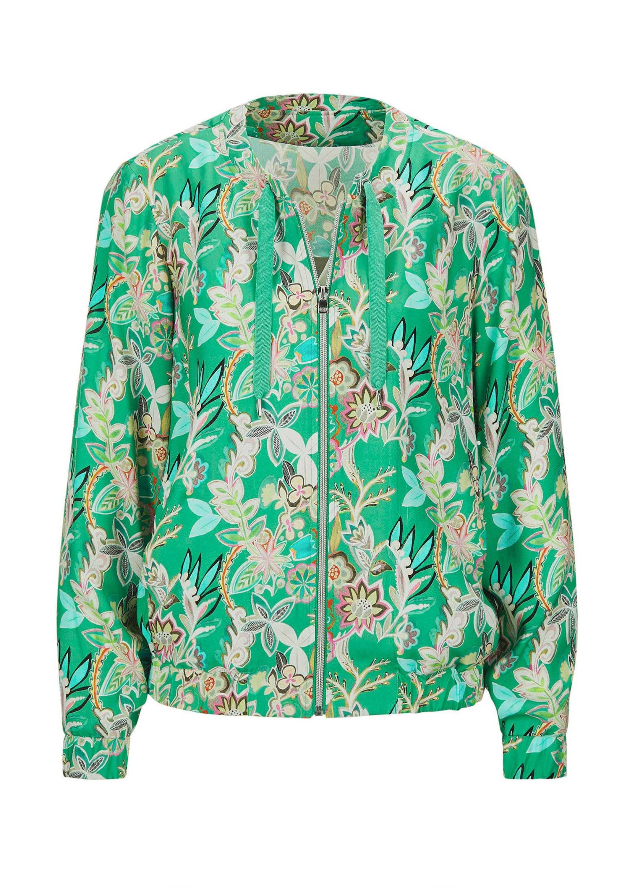 GOLDNER Outdoorjacke Floraler Damenblouson mit Reißverschluss Sportlicher Blouson mit Rundhals und Gummibündchen