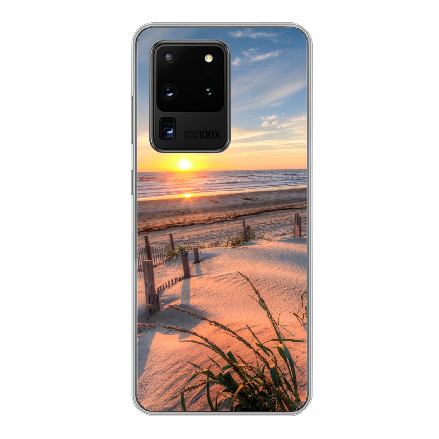 MuchoWow Handyhülle Strand - Meer - Düne - Sonnenuntergang - Landschaft, Phone Case, Handyhülle Samsung Galaxy S20 Ultra, Silikon, Schutzhülle
