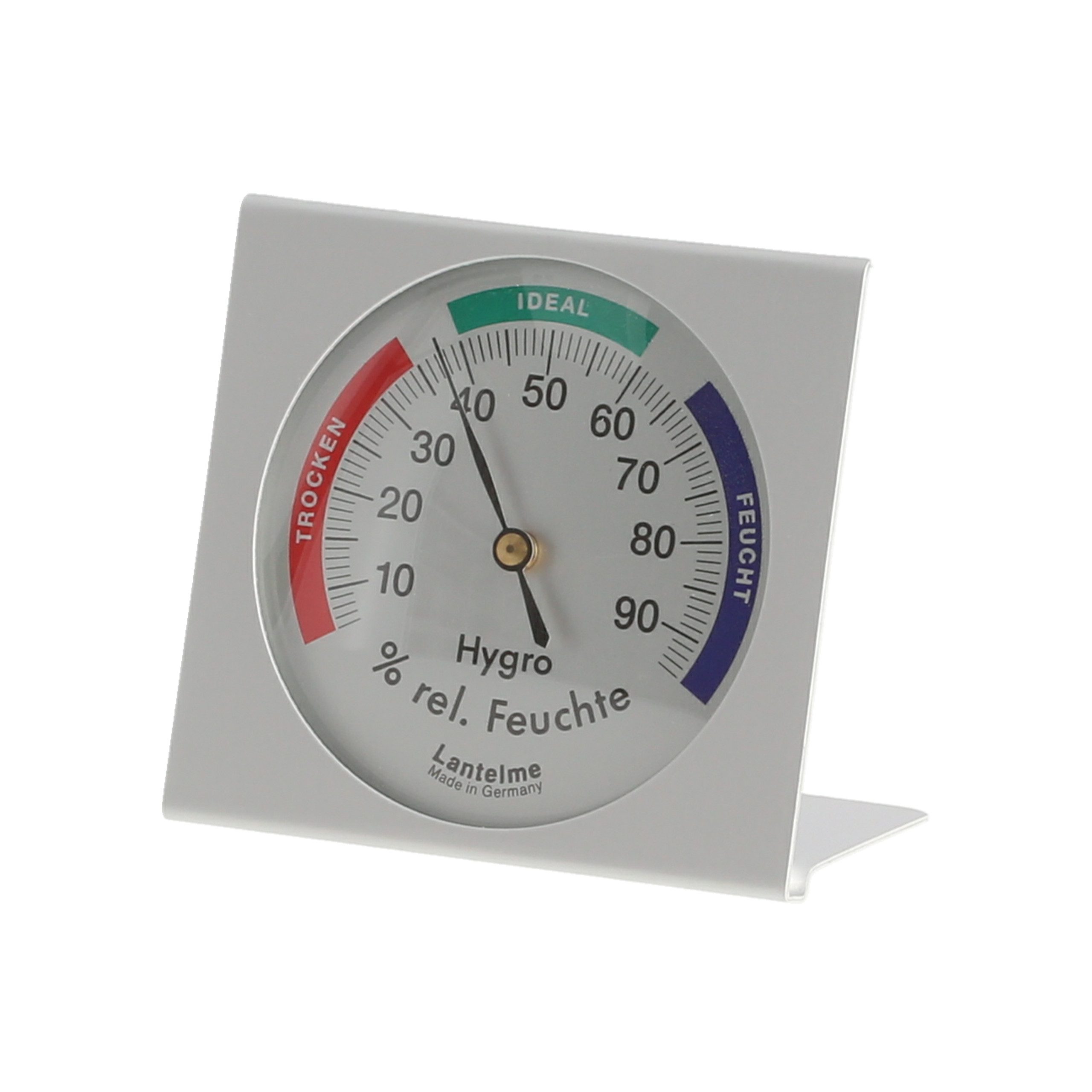 Lantelme Hygrometer Aluminium mit Farbskala Luftfeuchtemesser Luftfeuchtigskeitanzeige, (1-St), Justierbar, Deutsche Herstellung