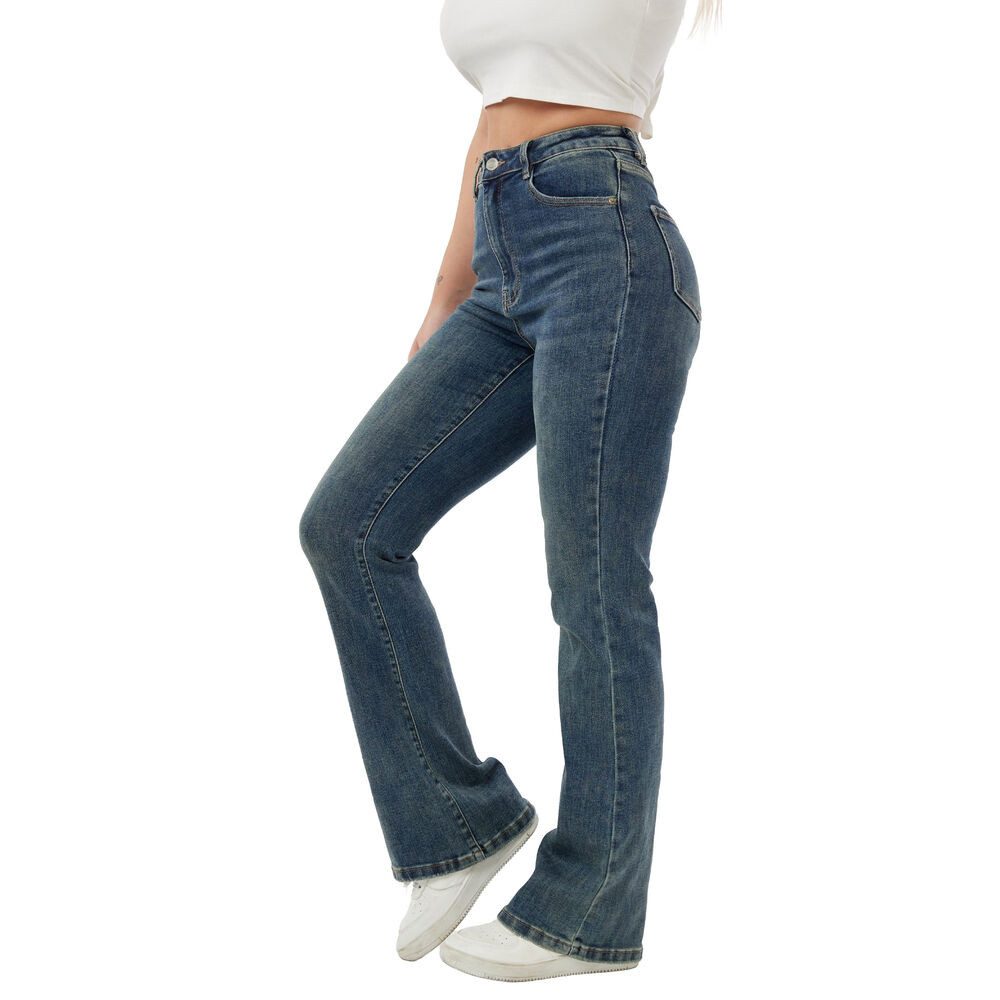 Ital-Design Bootcut-Jeans Damen Freizeit (91279968) Used-Look Stretch Bootc günstig online kaufen