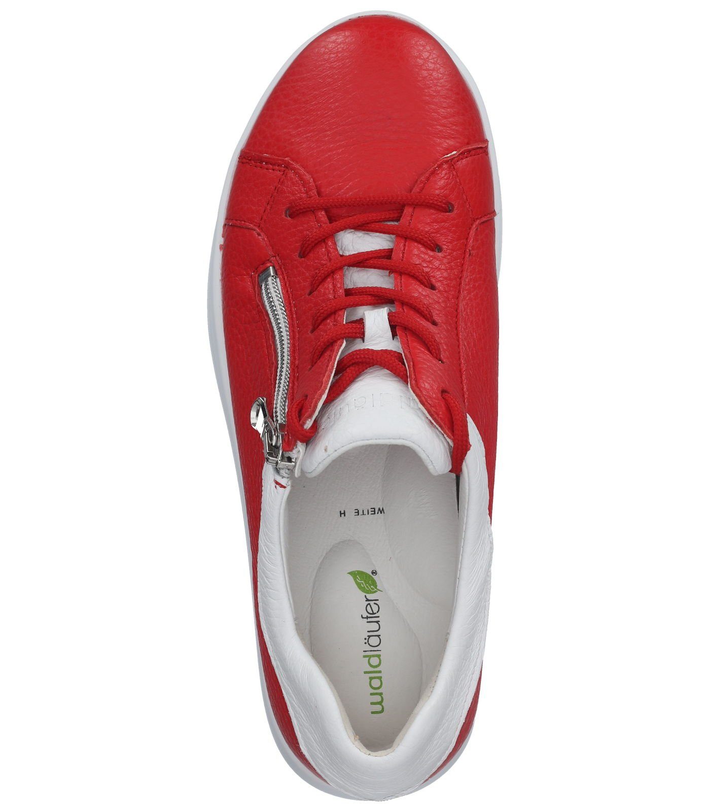Weiß Waldläufer Sneaker Leder Sneaker Rot