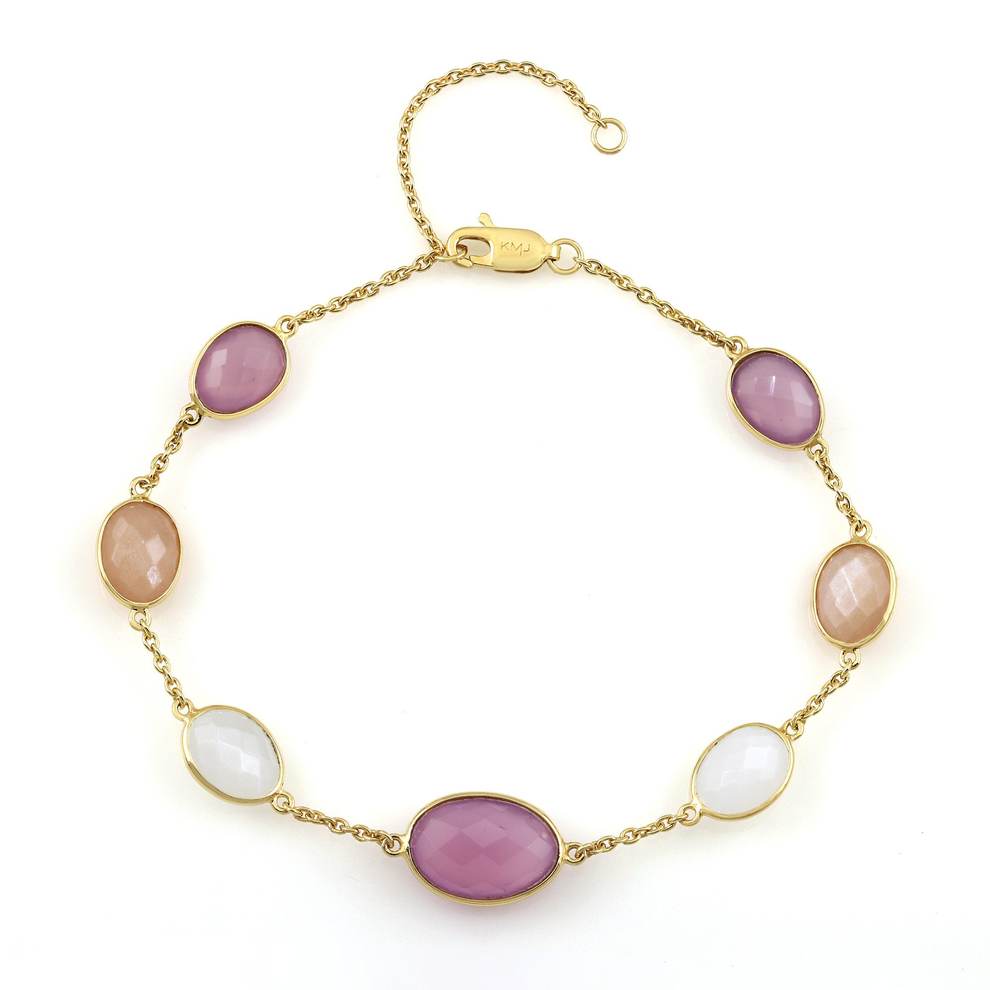 Cavill Silberarmband Cavill Lavendel Chalzedon Armband 12,06 ct, 925 Silber vergoldet (1-tlg)