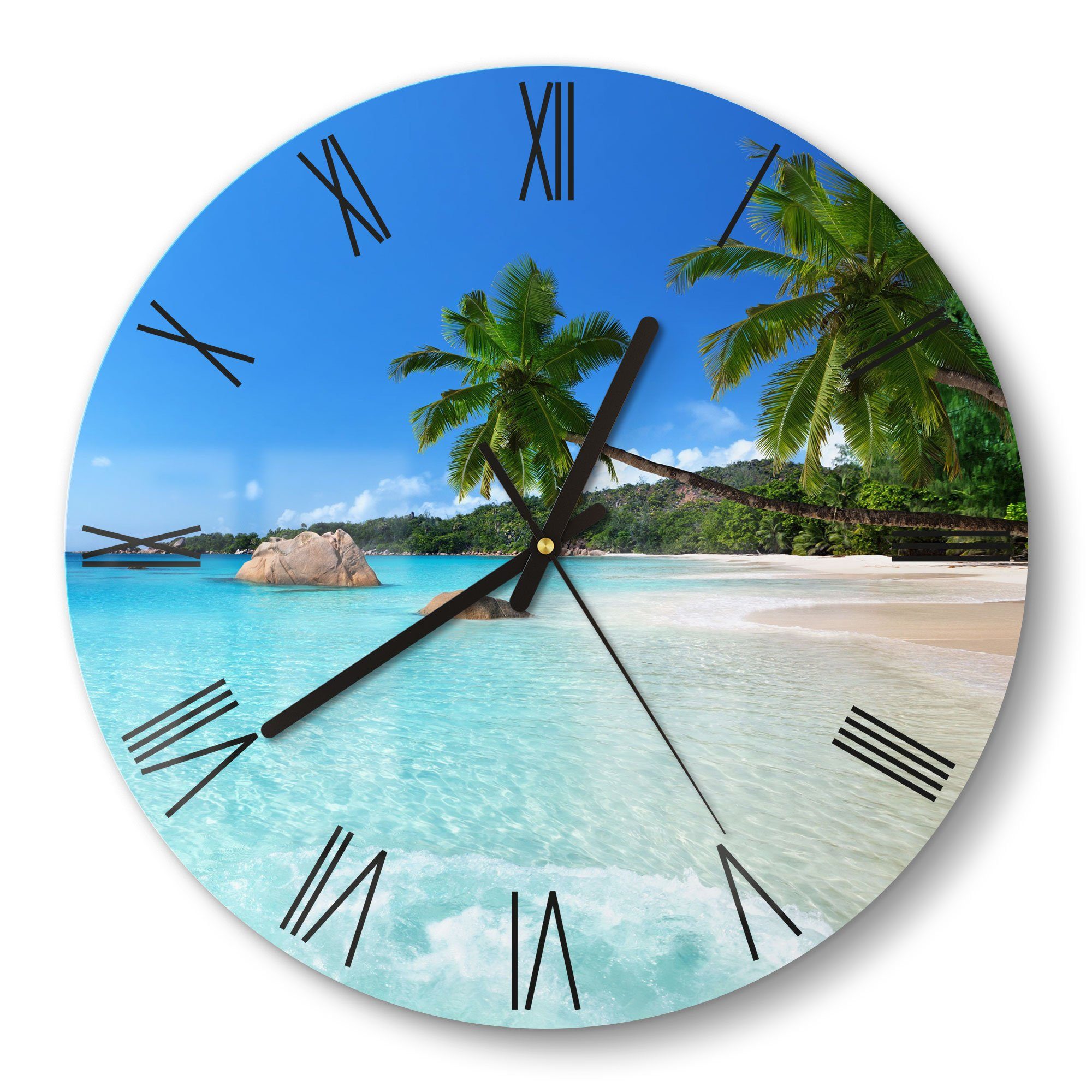 DEQORI Wanduhr 'Bilderbuchstrand' (Glas Glasuhr modern günstig online kaufen