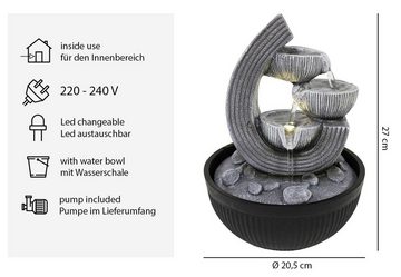 Kiom Zimmerbrunnen Tischbrunnen FoBacinelle antik grau Led 27 cm, 20.5 cm Breite
