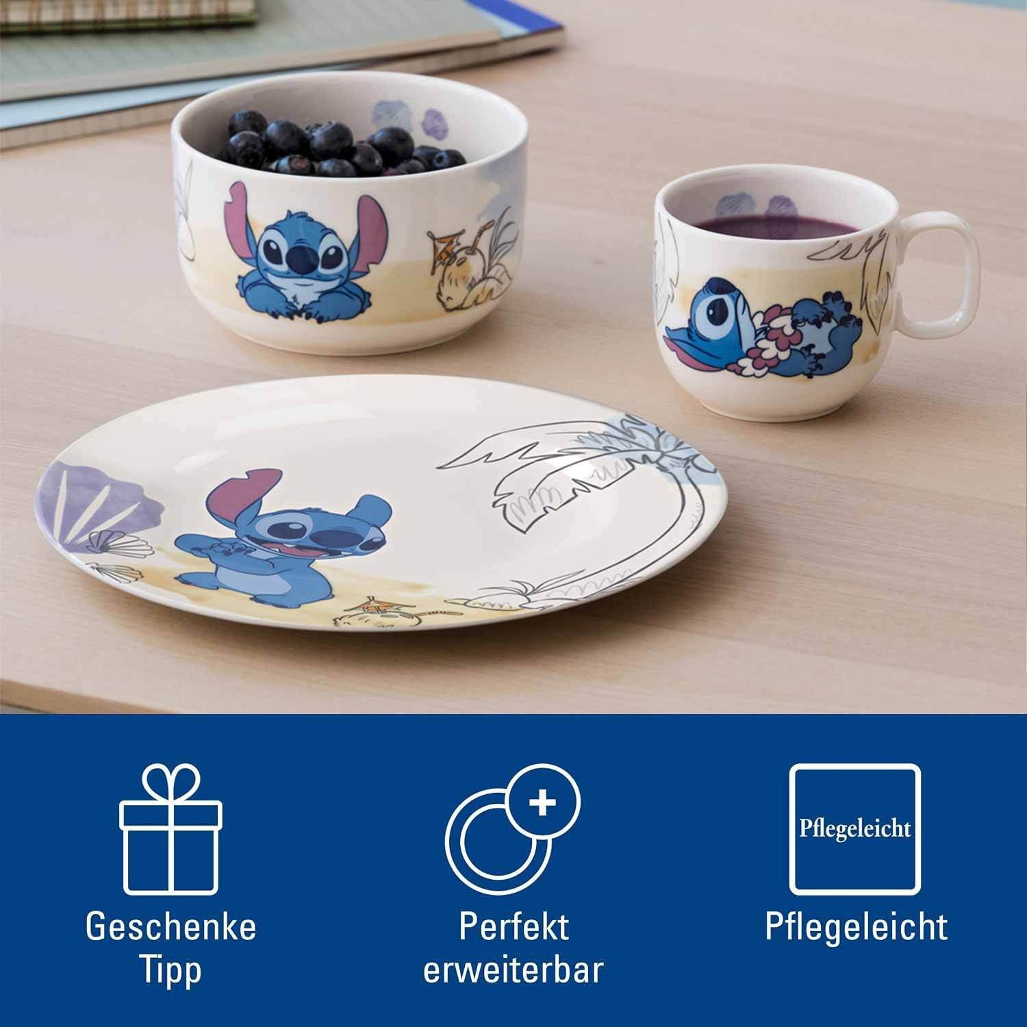 Villeroy & Boch Kindergeschirr-Set Disney Stitch Kindergeschirr-Set 3er Set (3-tlg), 1 Personen, Porzellan