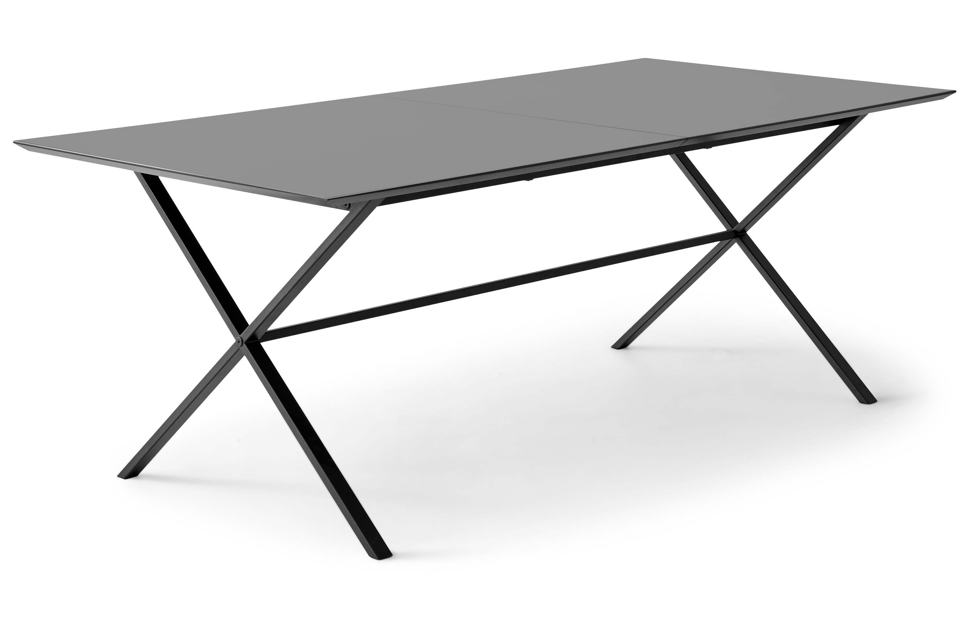MDF, Furniture Hammel, Hammel rechteckige Esstisch Metallgestell Tischplatte by Graphit Meza gekreuztes