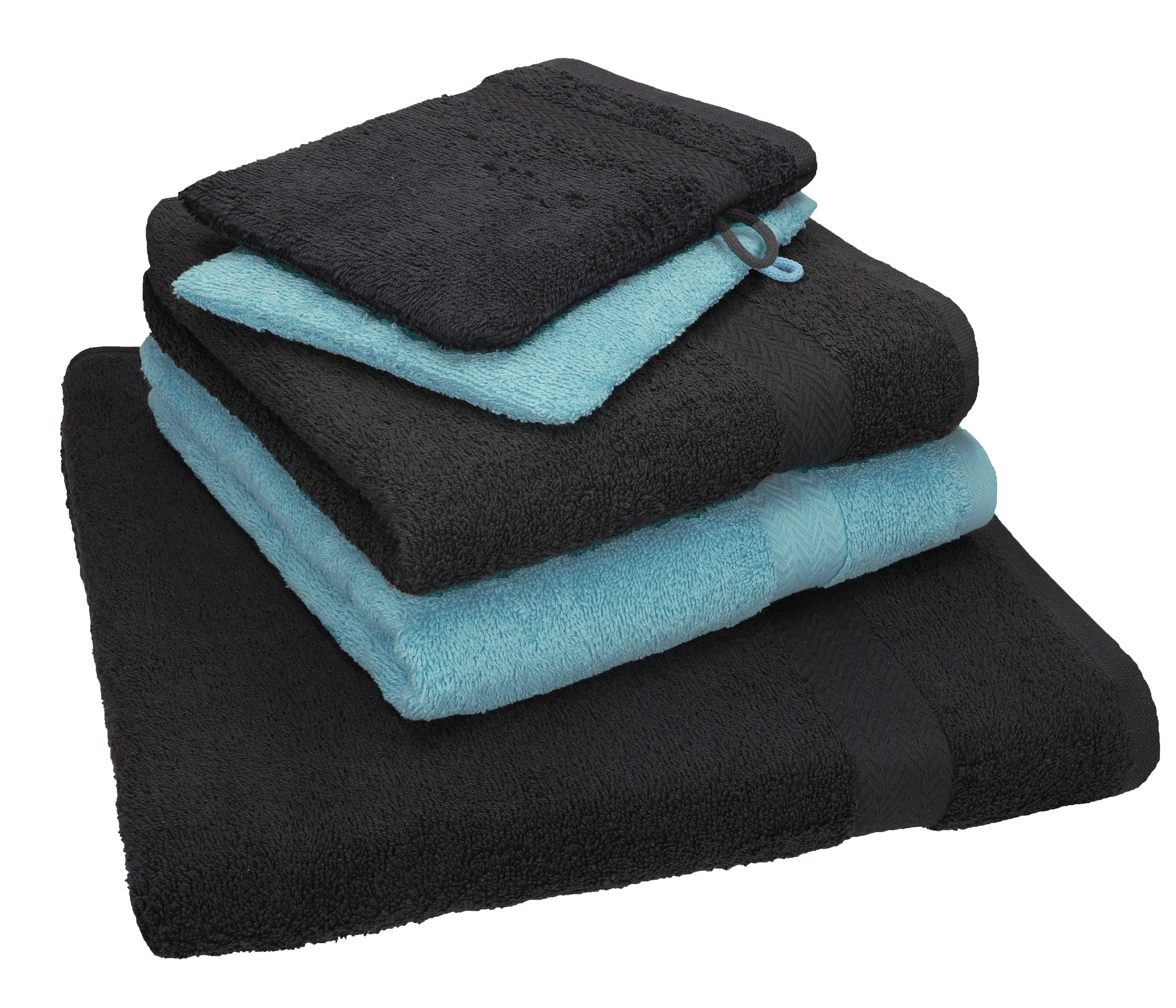 Betz Handtuch Set 5 TLG. 2 100% 2 Set Baumwolle Waschhandschuhe, und Handtuch Handtücher graphit 100% PACK Duschtuch grau ocean Baumwolle 1 SINGLE