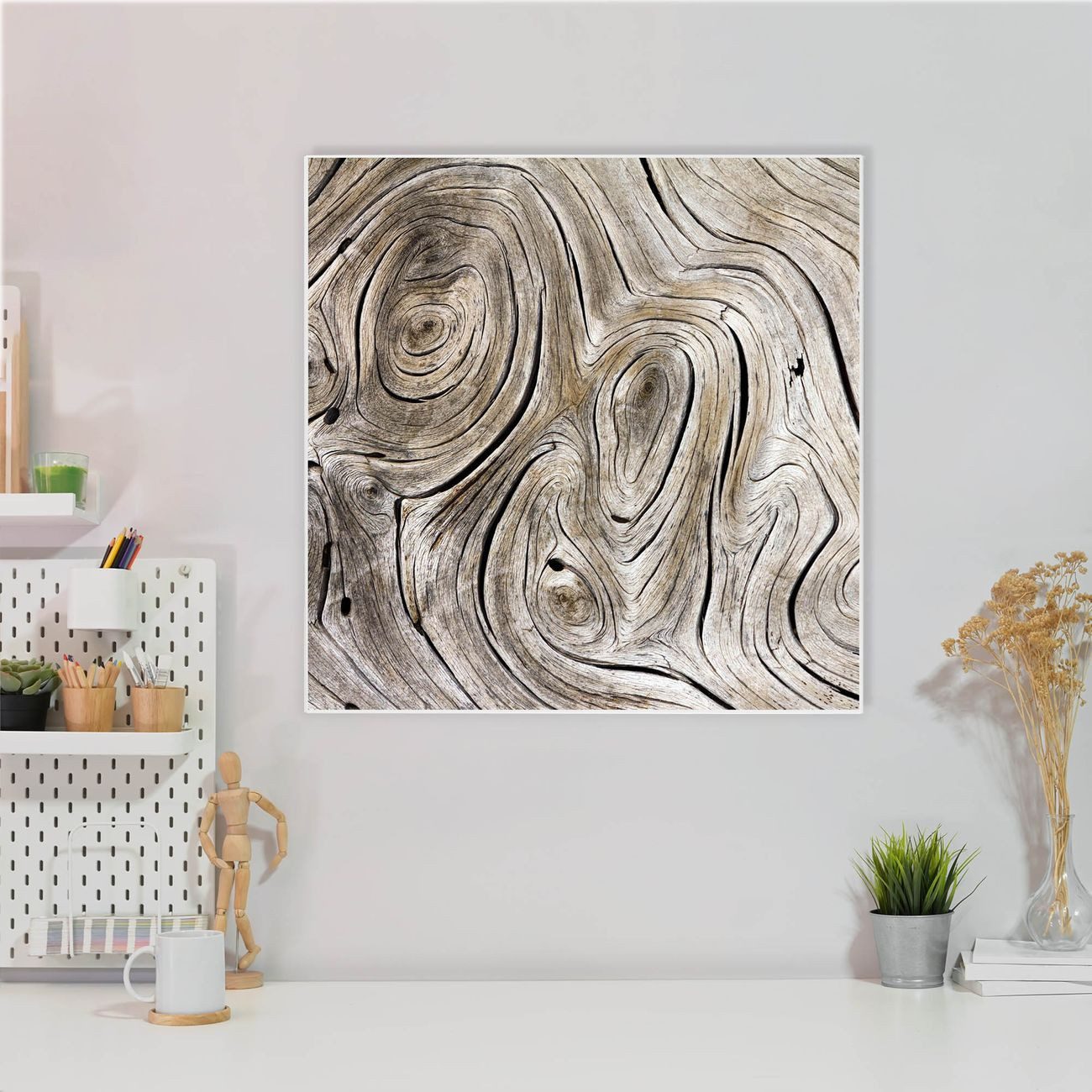 banjado Magnettafel Stahl Quadratisch Holzwirbel, (inkl. 4 Magnete, Quadratische Stahlmagnettafel)