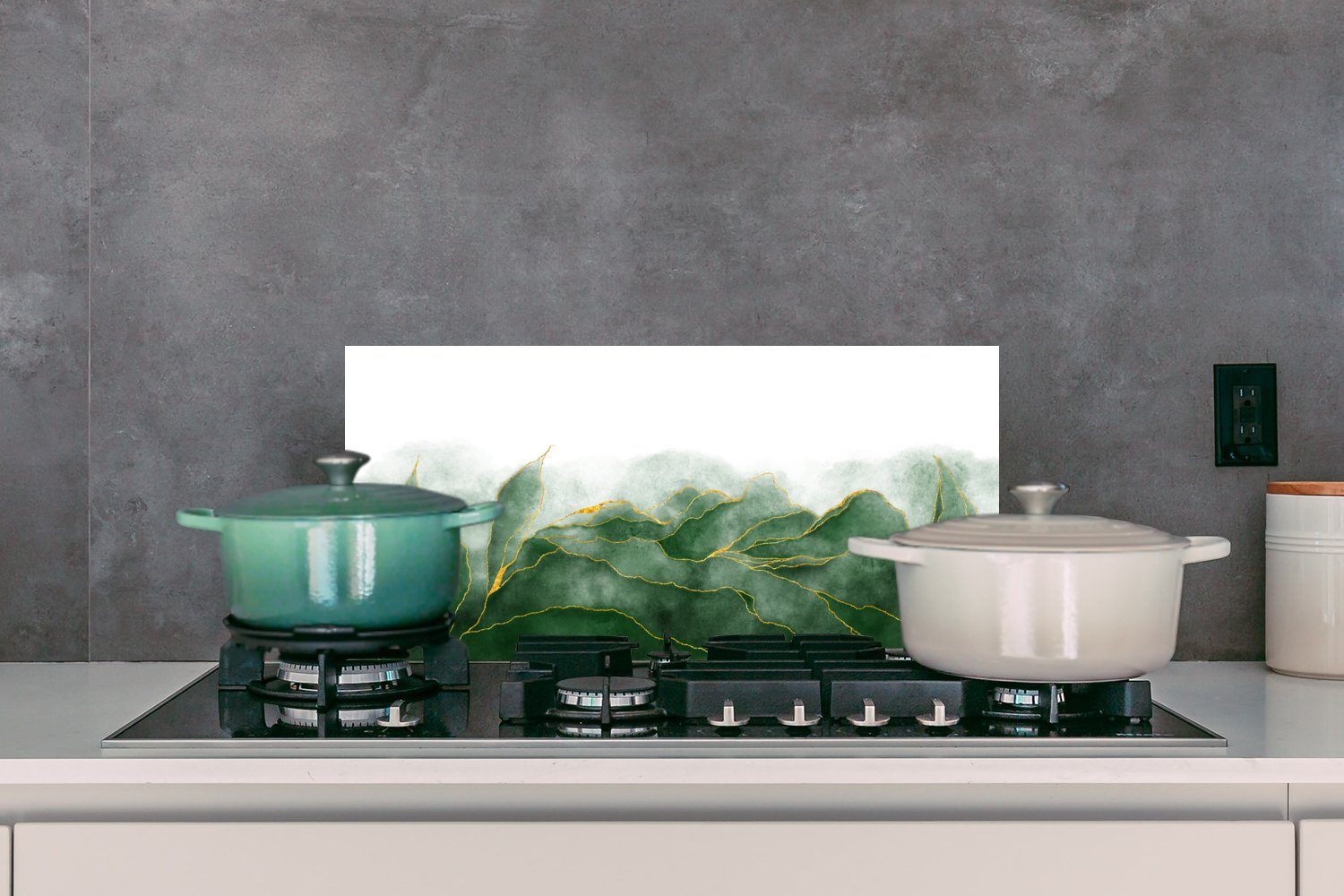Küchenrückwand Grün Wandschutz, - Küchen - (1-tlg), gegen 60x30 cm, Gold Luxus Marmor für MuchoWow Schmutzflecken Fett - und - Marmoroptik,
