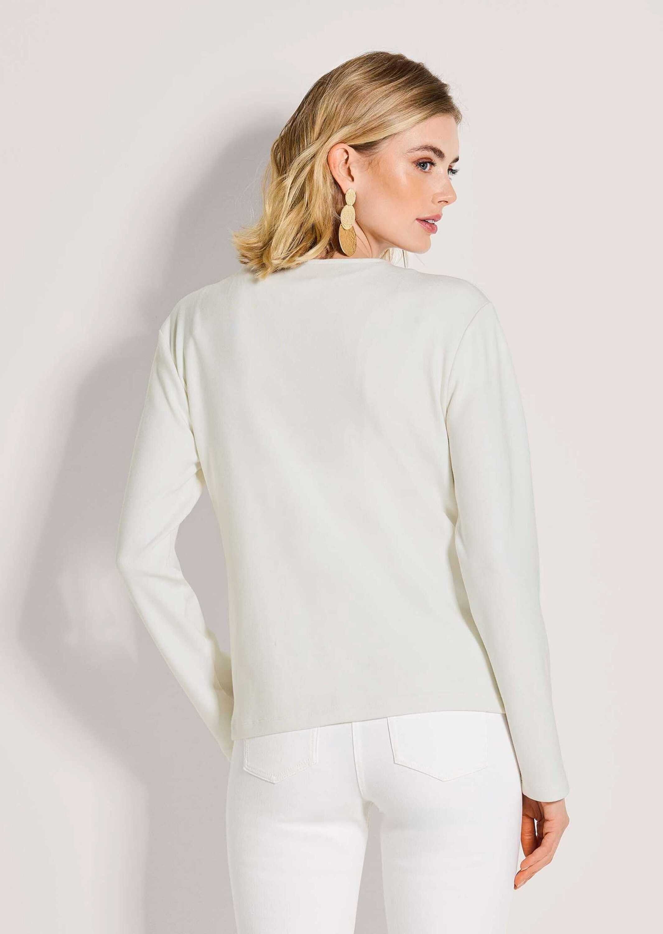 MADELEINE Langarmshirt Elegante Viskosejacke mit Reißverschluss Sportlich-eleganter Blazer mit tiefem V-Ausschnitt, ungefüttert