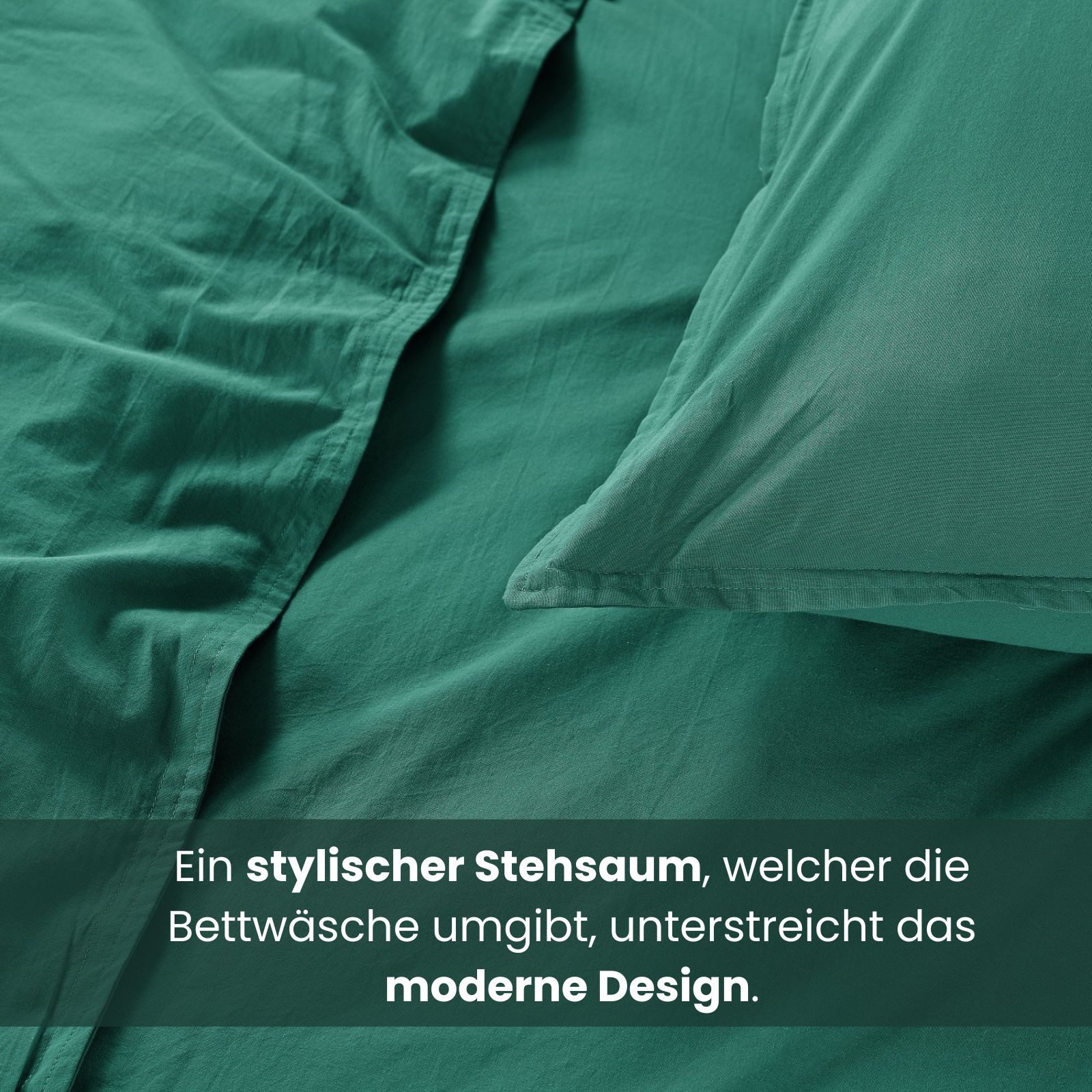 wometo Bettwäsche Stone Washed 135x200 Renforcé, Baumwolle, 2 teilig, OEKO-TEX®, 100% Baumwolle, Bettwäsche im Knitterlook mit Stehsaum – Bild 5 von 5