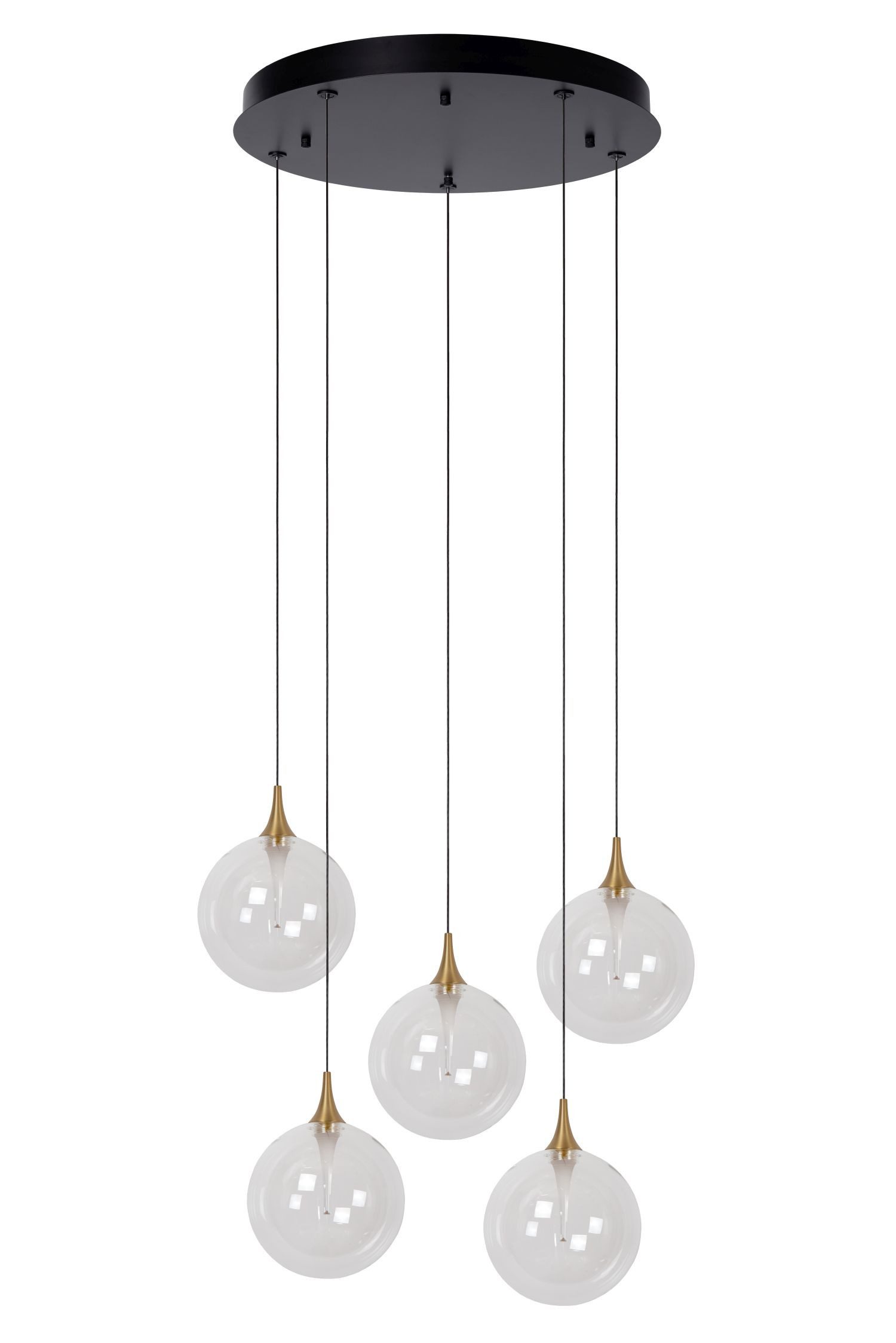 Licht-Erlebnisse Pendelleuchte WERIN, LED fest integriert, Warmweiß, LED Glas Metall H: max. 150 cm Schwarz Kugel Schirm warmweiß 2700 K