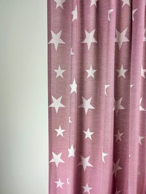 Vorhang Deckoschal mit Sternen 250 cm hoch * ROSA * Kräuselband, novumfix, blickdicht, Blickdicht