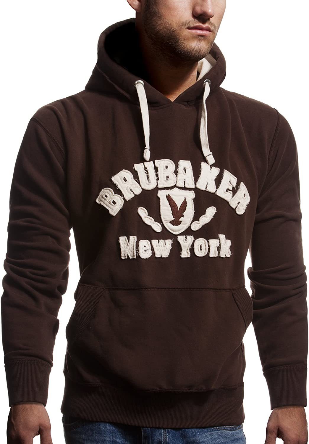 BRUBAKER Kapuzensweatshirt Herren Sweatshirt mit Kapuze - New York Eagle (1-tlg) Sweater mit Kängurutasche und Adler Logo