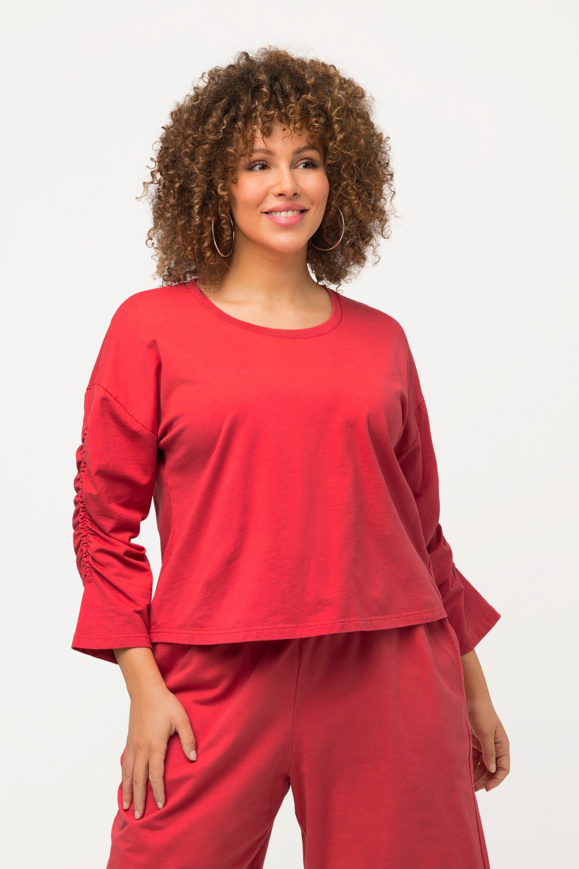 Sweatshirt Sweatshirt kurz Oversized Rundhals 3/4-Arm
