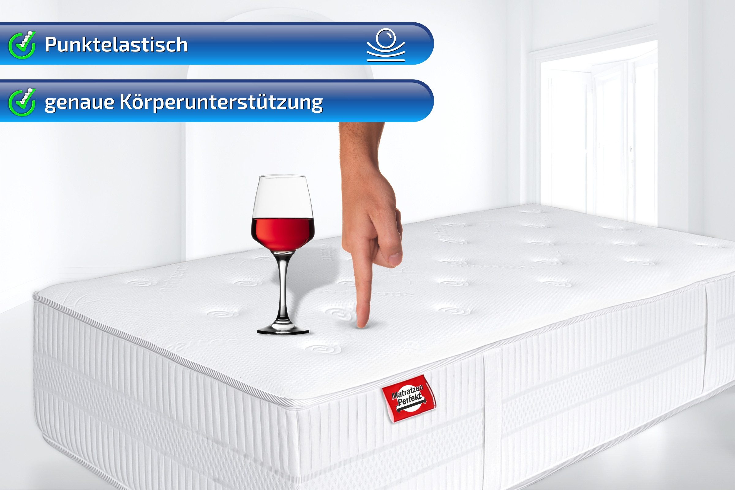 Boxspringmatratze 33cm hoch XXL, Doppel Taschenfederkern Matratze, TerraMed BOX, Matratzen Perfekt, 33 cm hoch, (Intergierter Kaltschaumtopper, 90x200, 100x200, – Bild 5 von 5