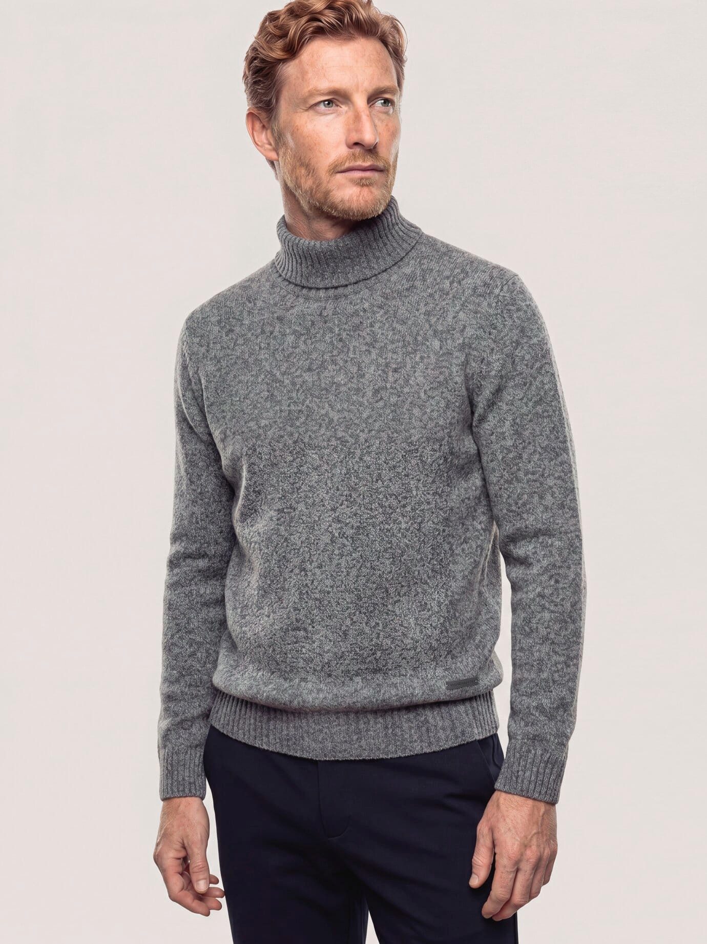 Walbusch Rollkragenpullover Herren Rollkragenpullover aus Lammwolle Langarm, wärmend