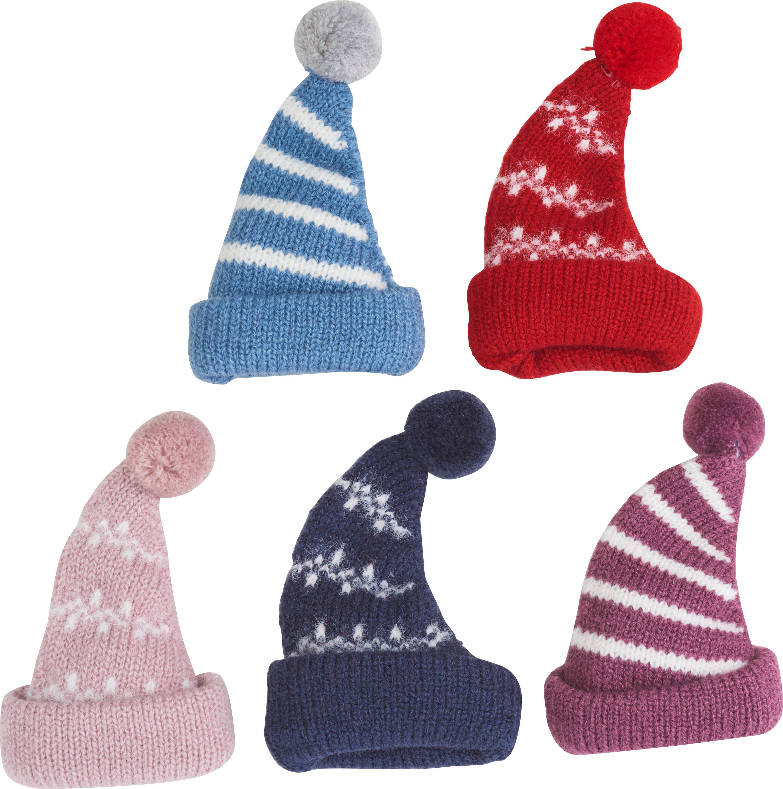 VBS Christbaumschmuck Pudelmütze Spitz, 5 Stück