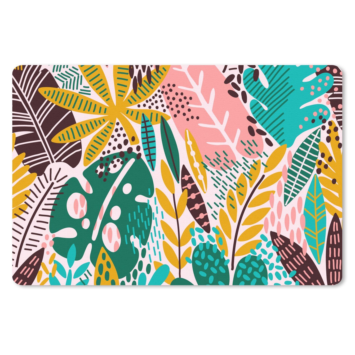 MuchoWow Mauspad Blätter - Tropisch - Farbe - Mädchen - Kinder - Rosa - Kinder Pad (1-St), Mousepad Computer Mousepads - Maus Mat - Pad - Mausunterlage