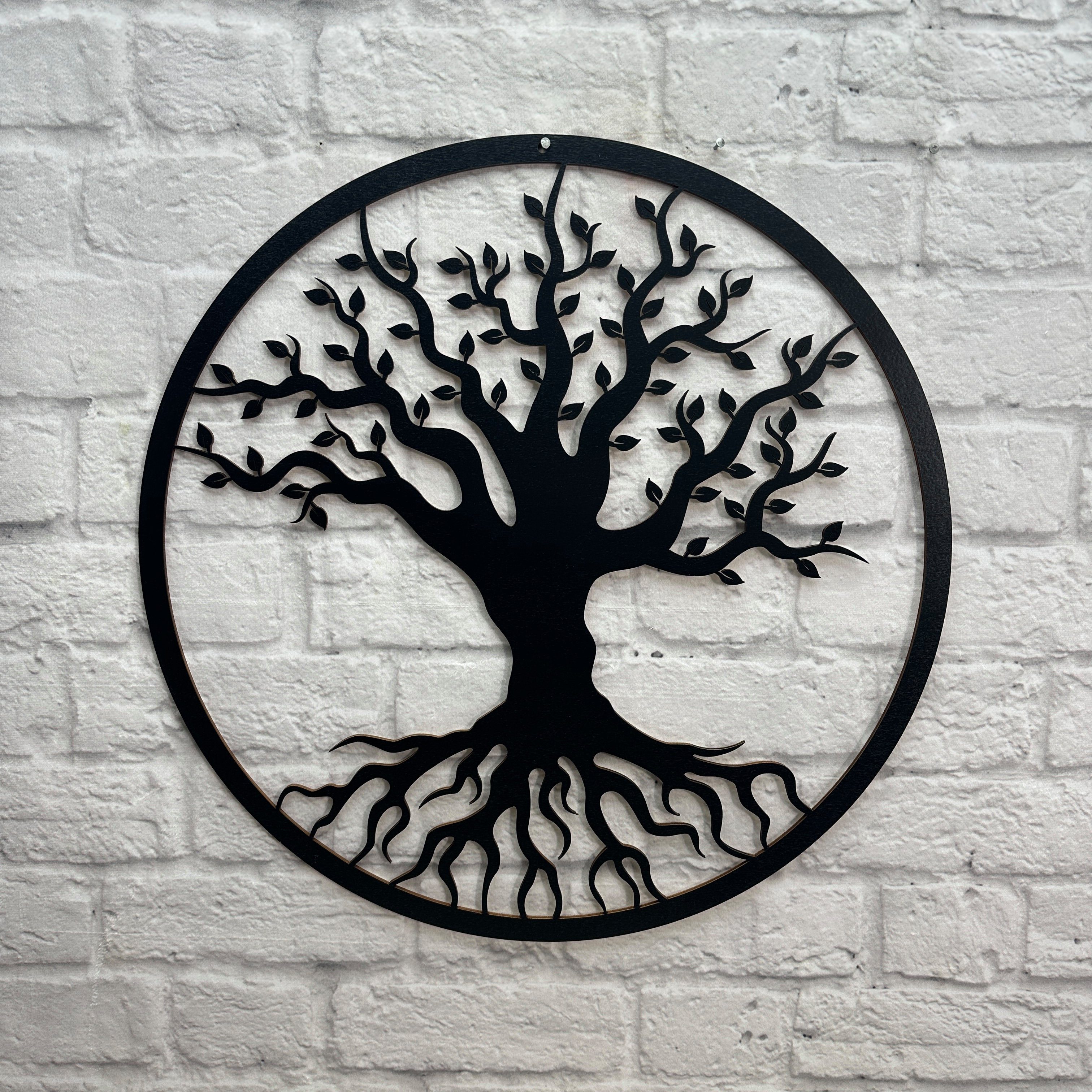 WoodFriends Wandbild Wanddekoration Baummotiv verschiedene Größen Ø 35-55 cm, aus Holz lackiert