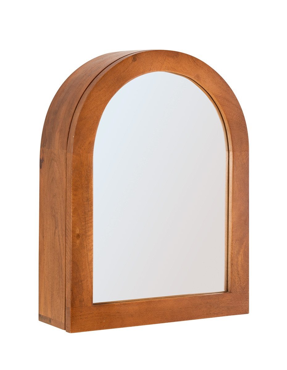 Main Möbel Badezimmerspiegelschrank 48x68cm 'Curves' Mango massiv dunkelbraun