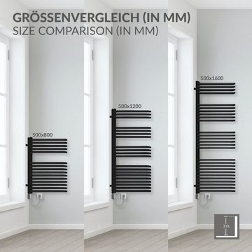 LuxeBath Elektrischer Badheizkörper Badheizkörper Designheizkörper Handtuchtrockner Handtuchwärmer, Schwarz 500x800mm Heizstab 300W mit Thermostat Touchbedienung