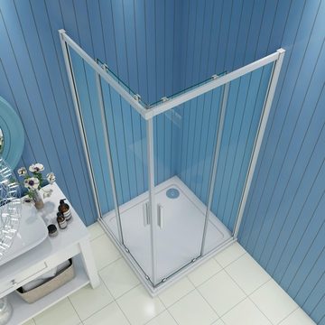 duschspa Eckdusche Eckeinstieg Duschkabine Duschtür Schiebetür mit Duschwanne Duschtasse, BxT: 70x70 cm, Einscheibensicherheitsglas, Set, mit Duschwanne