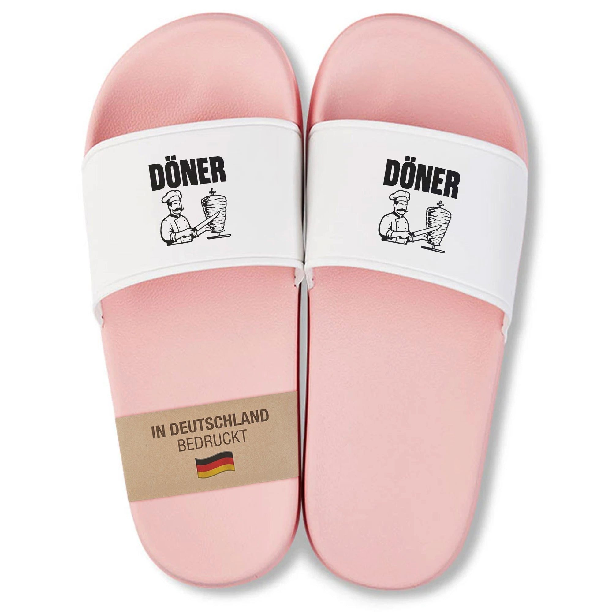 22Feels Badelatschen Damen Pink Geschenk lustig Döner Motiv Sommer Urlaub Badepantolette IN DEUTSCHLAND BEDRUCKT