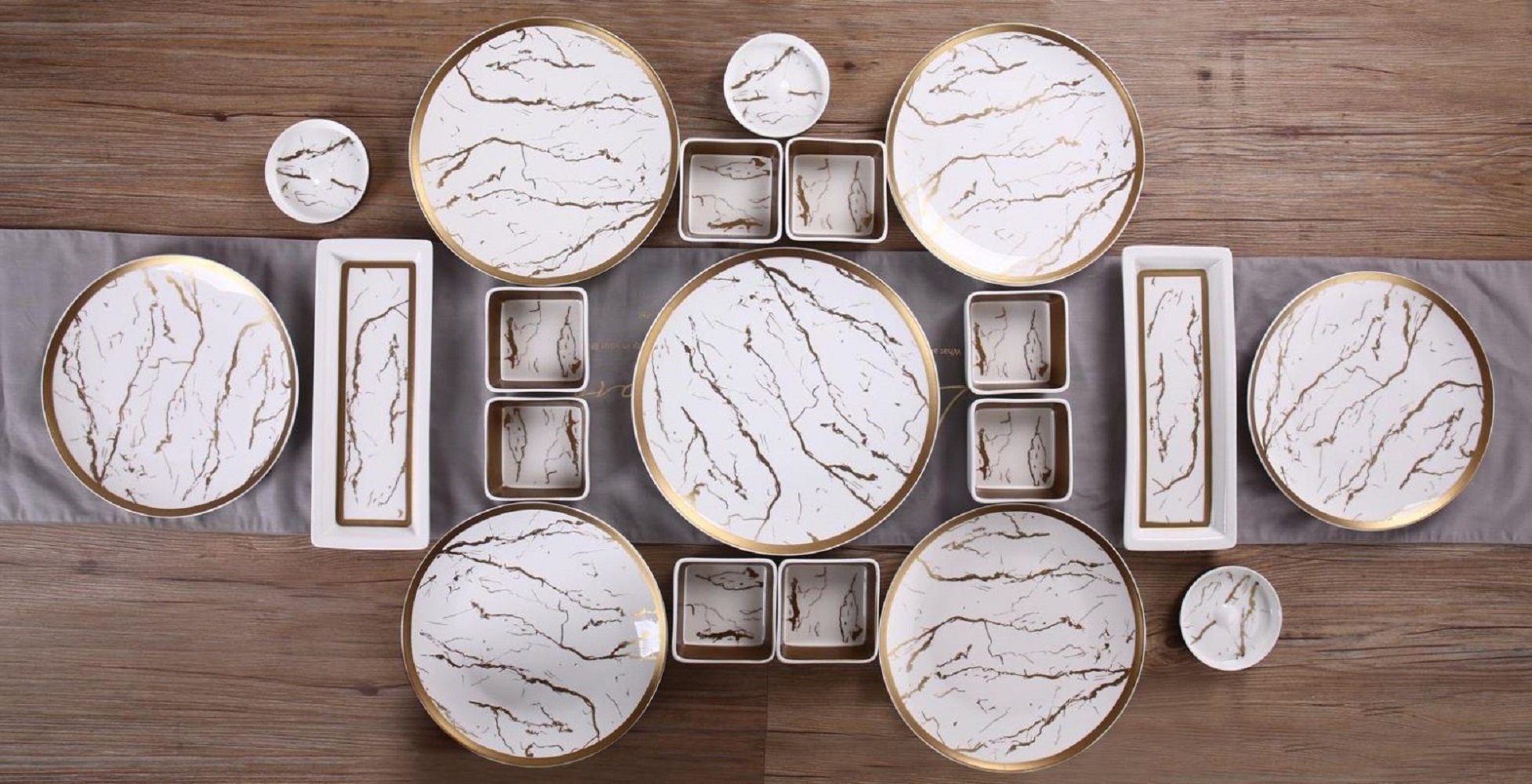 ZELLERFELD Frühstücks-Set 23-teiliges Frühstücksset Kahvalti Takimi Porzellan Frühstücksservice Tafelservice für 6 Personen, Teeglas Unterteller, Schale, Servierplatte (23-tlg), Porzellan