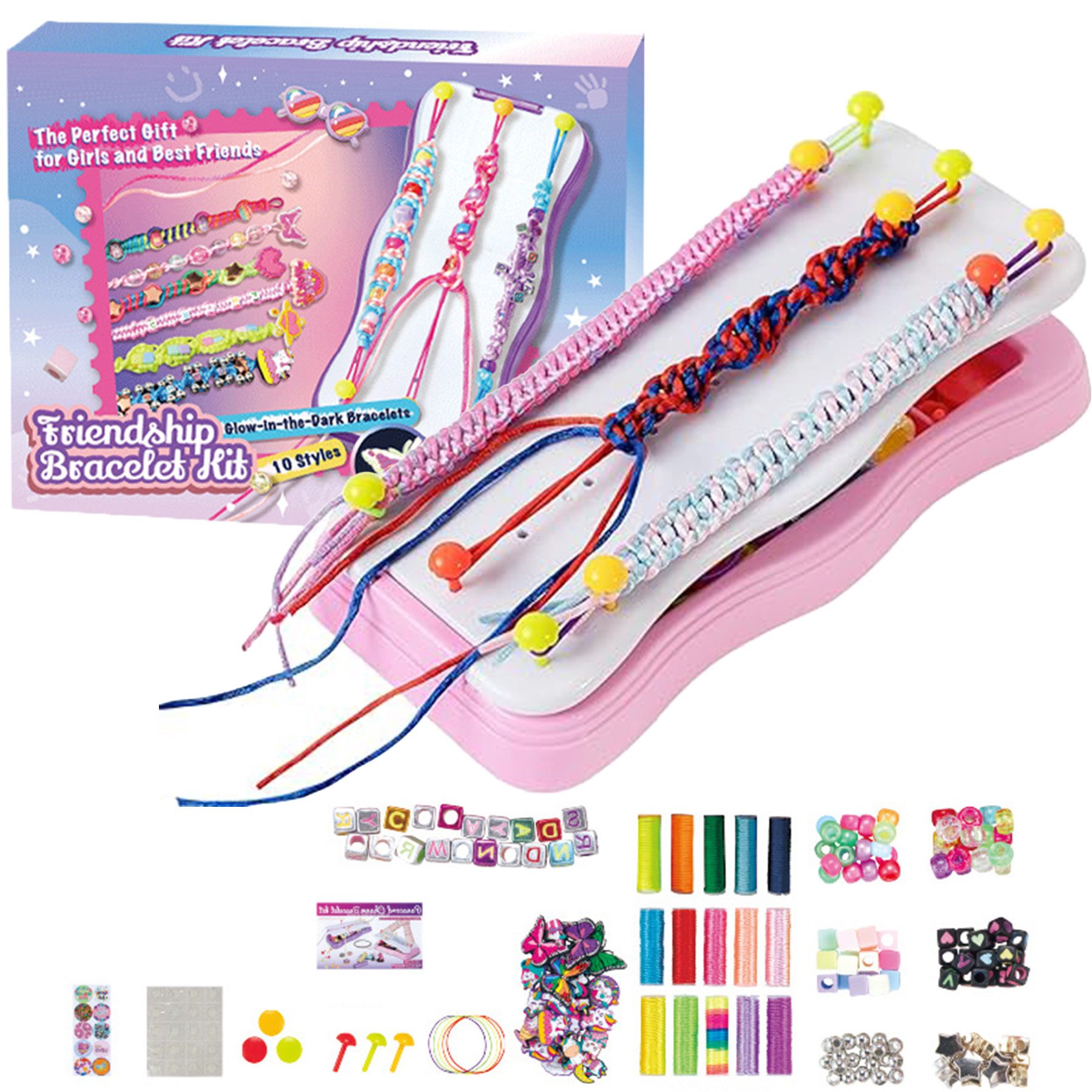 Mutig Bastel-Armband Loom Bänder Set für Mädchen, DIY Gummibänder mit Бисер Haken Charms, Weihnachtsgeschenke für Kinder im Alter von 6 7 8 9 10 11 12 Jahren