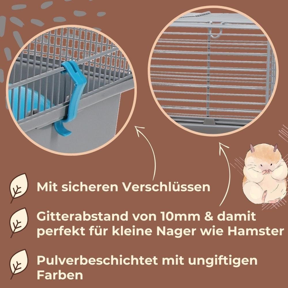 GarPet Kleintierkäfig Hamsterkäfig mit Hamster Spielzeug und Nagerhaus Transportkäfig