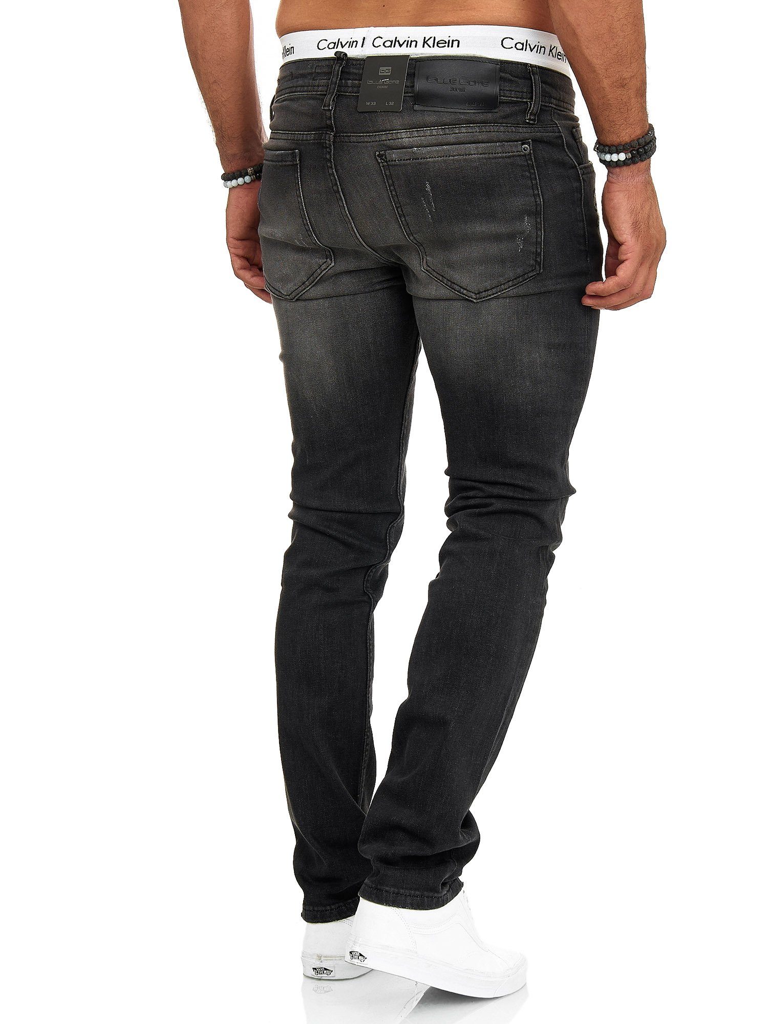 J-700C Designerjeans 1-tlg) OneRedox Casual Straight-Jeans (Jeanshose Bootcut, Schwarz Freizeit Business 704