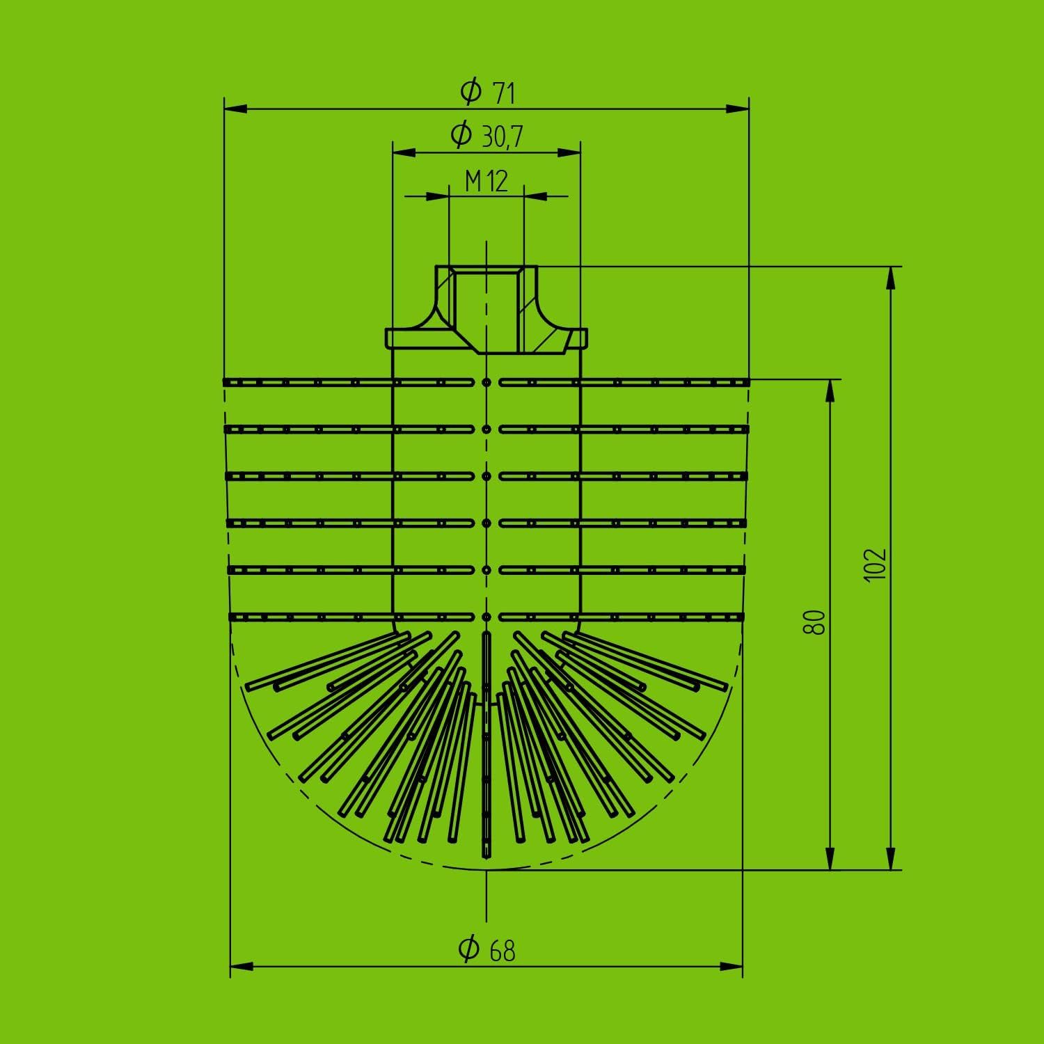 Bürstenking WC-Reinigungsbürste WC Ersatzbürstenkopf Ø 71 mm – M12 Gewinde, passend für Smedbo, für Smedbo WC-Garnituren, (5 Stück), mit M12 Gewinde