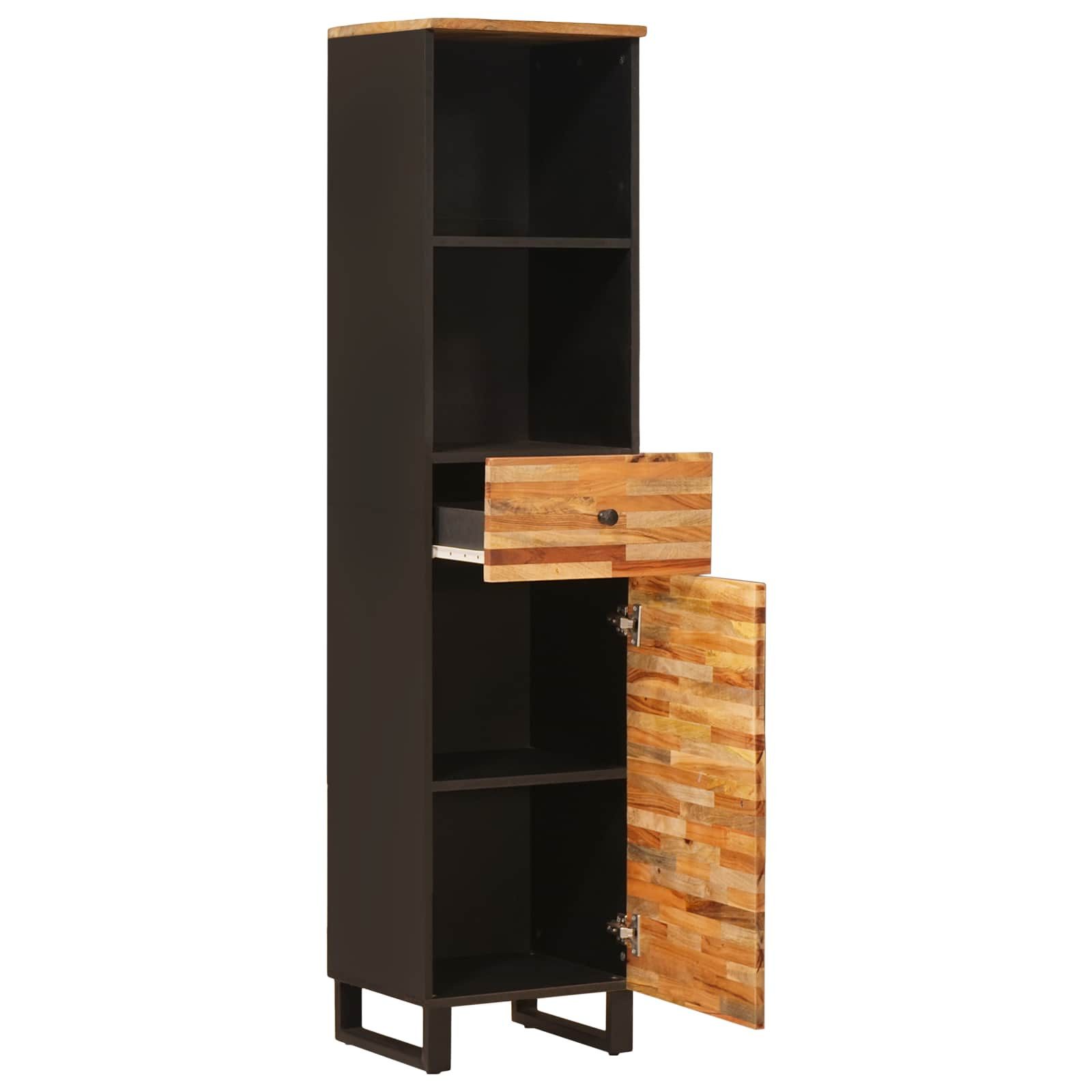 vidaXL Badezimmer-Set Badezimmerschrank Natur 38 x 33,5 x 160 cm Massivholz, (1-St)