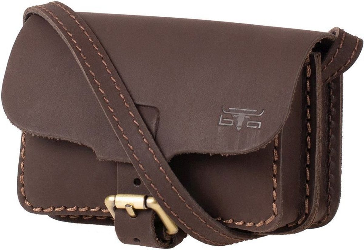 Mika Handtasche Schultertasche Sattelleder 15x5x11cm dunkelbraun