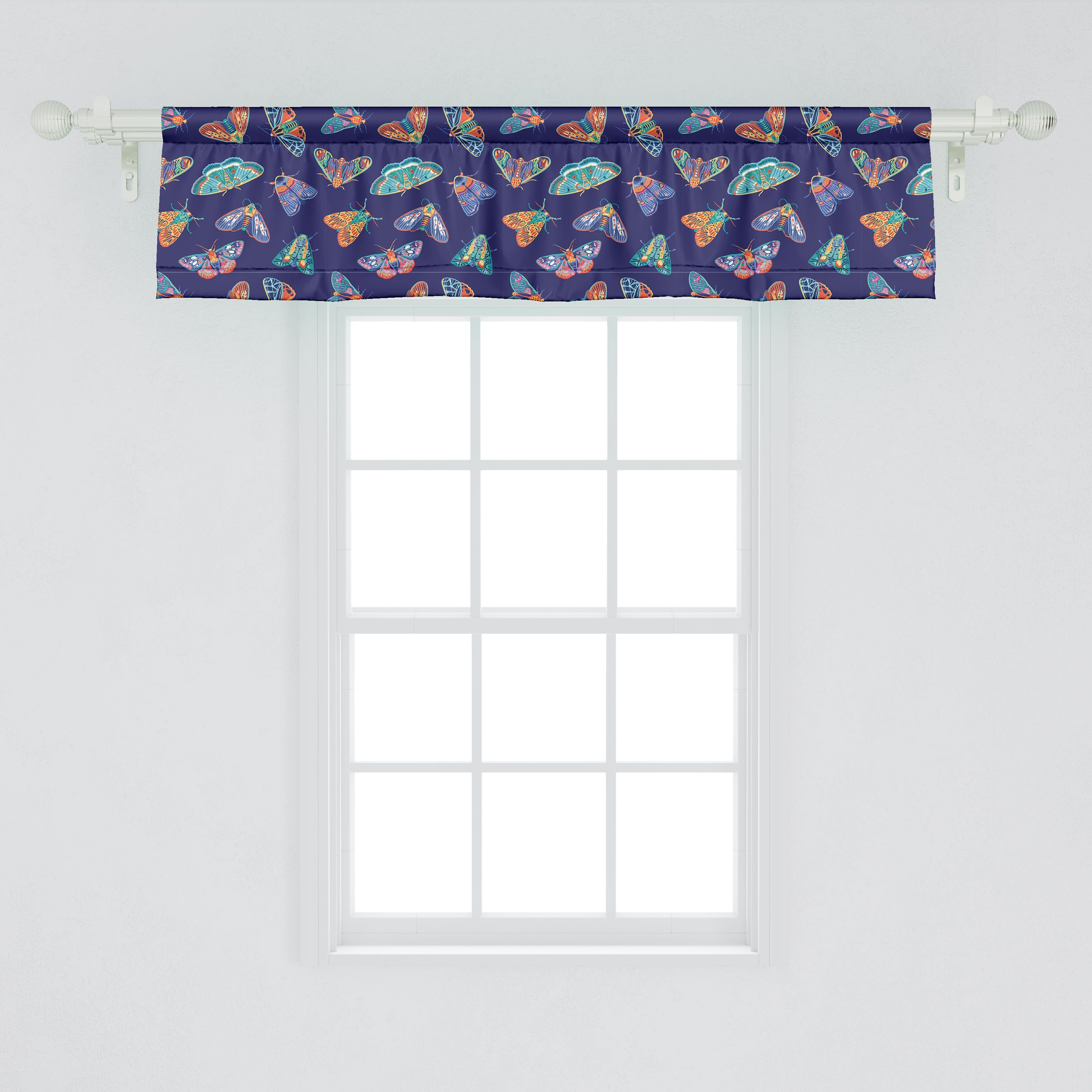 Different Schmetterlinge Microfaser, Scheibengardine mit Dekor Kind Tiere Vorhang Volant Abakuhaus, für Küche Stangentasche, Schlafzimmer