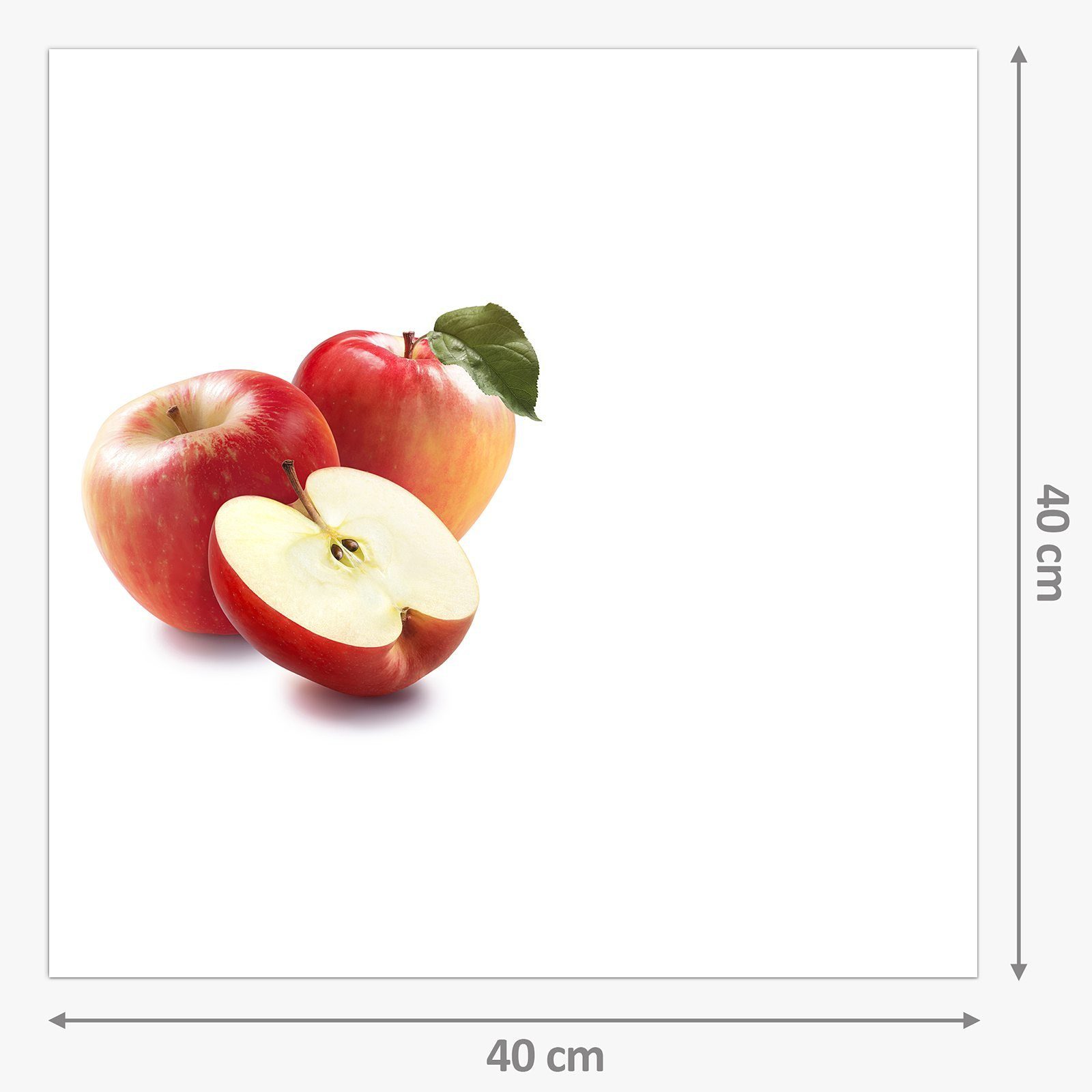 mit Primedeco Glas Spritzschutz Motiv Äpfel Küchenrückwand mit Blatt Küchenrückwand