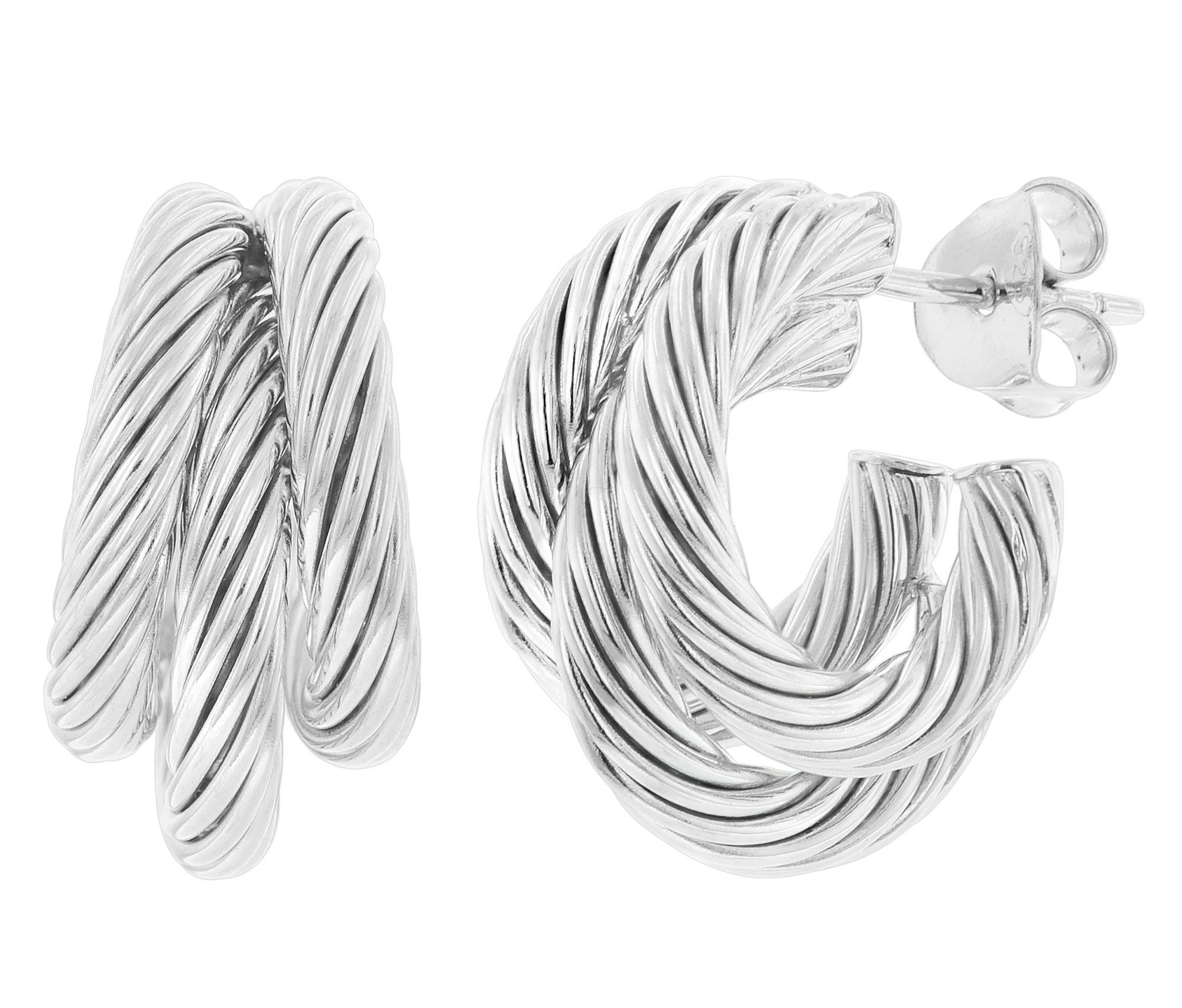 Paar Creolen Damen-Halbcreolen 925 Silber Steckcreolen ⌀ 18 mm