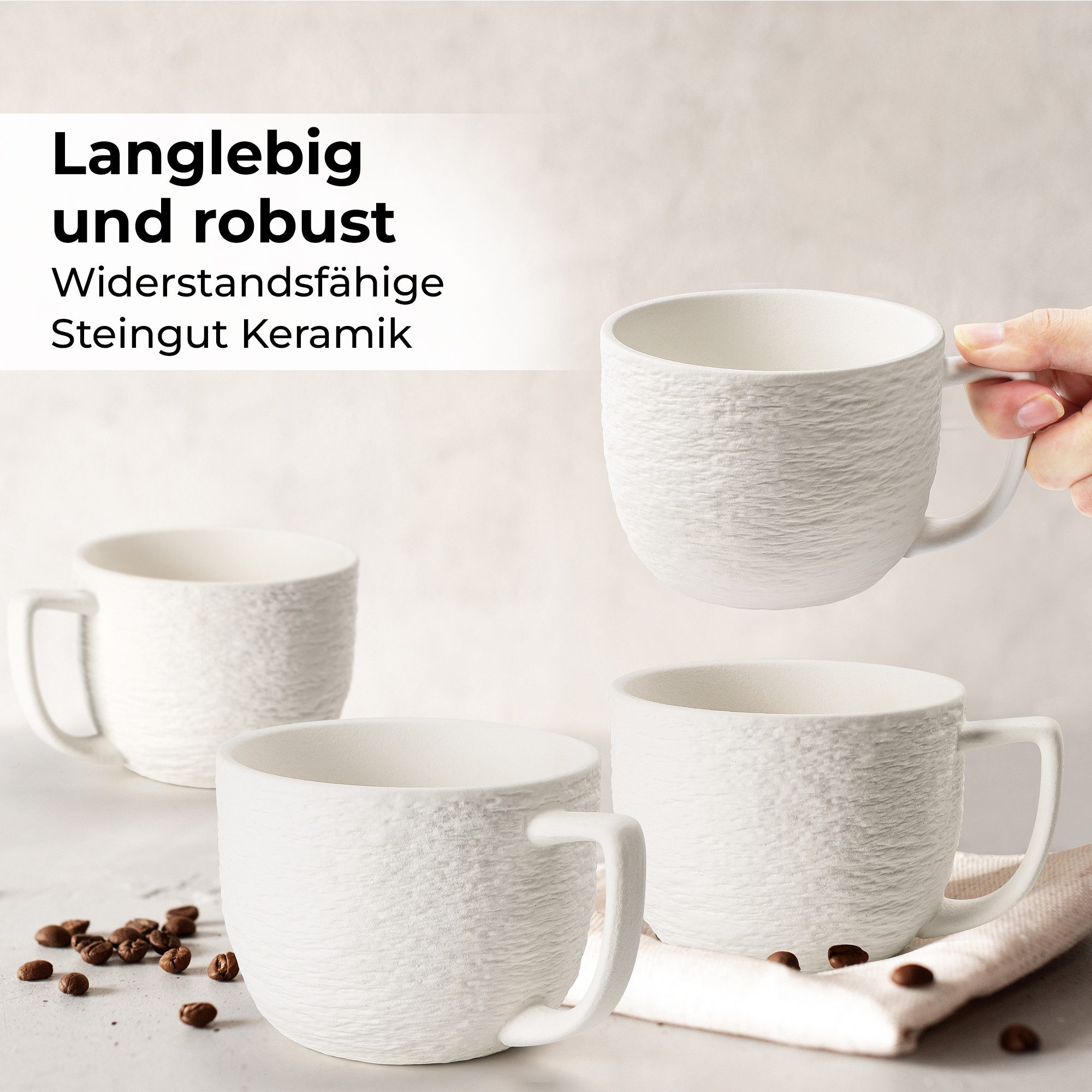 MiaMio Tasse Oasis Mugs Set of 4 White