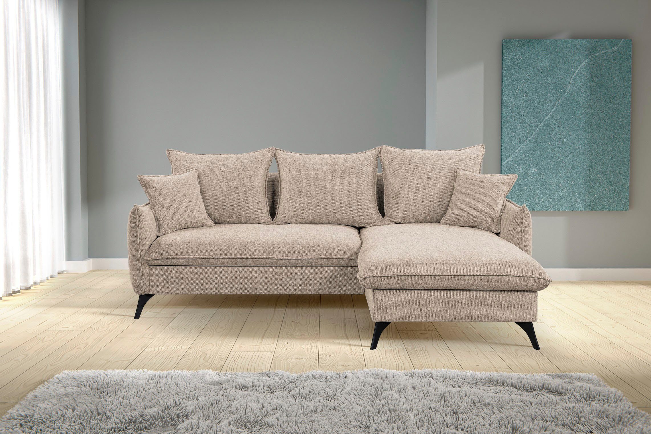 WERK2 Ecksofa Modica, Schlaffunktion Ecksofa mit Minimalistisches & Bettkasten