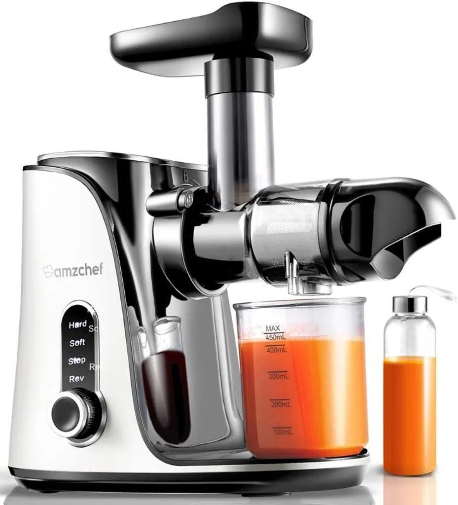 AMZCHEF Slow Juicer GM3001, 150,00 W, Gemüse und Obst, Einfaches Be- und Entladen