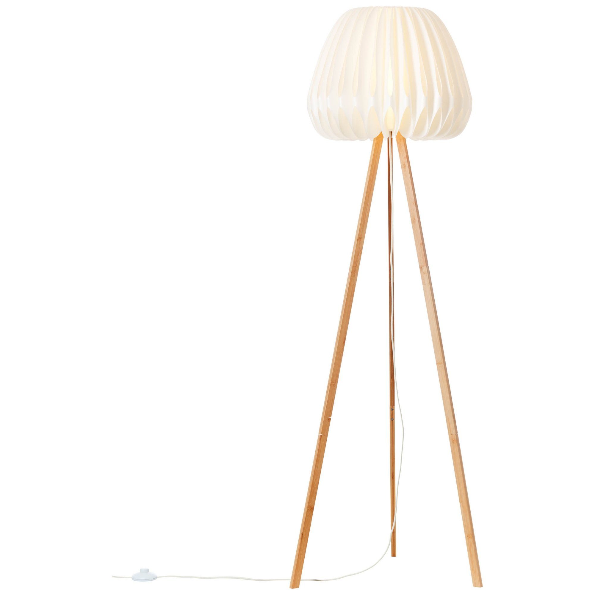 x cm, Stehlampe, Lightbox Lampe, E27, Bambus/Kunststoff, 62 Leuchtmittel, natur/weiß Dreibein ohne 155