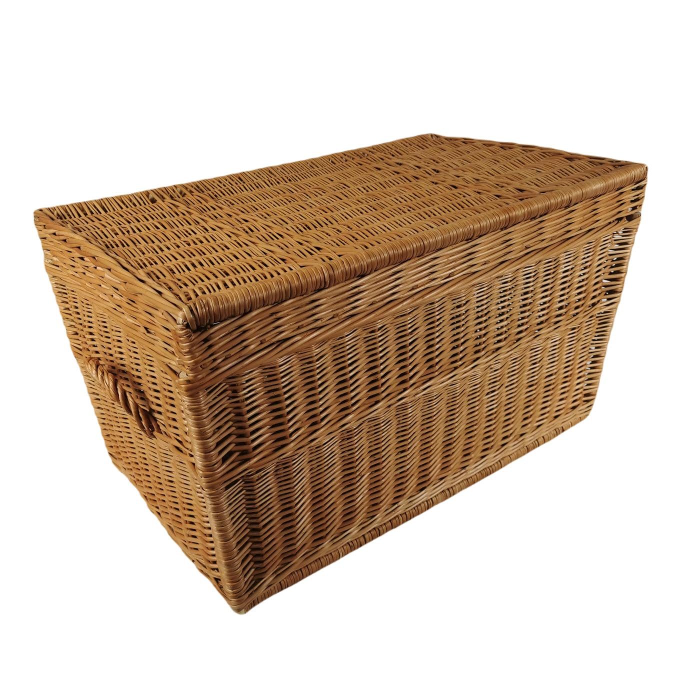 natuleo by pokuc Truhe Truhe aus Weide mit Decke braun 60x40x38 cm