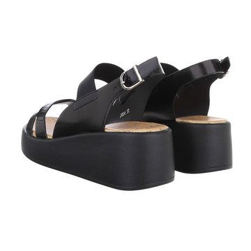 Ital-Design Damen Freizeit Plateausandaletten Keilabsatz/Wedge Keilsandaletten in Schwarz