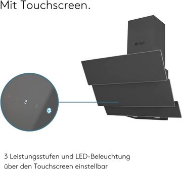 wiggo Kopffreihaube Dunstabzugshaube 60cm kopffrei grau, Abluft Umluft Dunstabzug 300m³/h - LED Touch-Display 3 Stufen