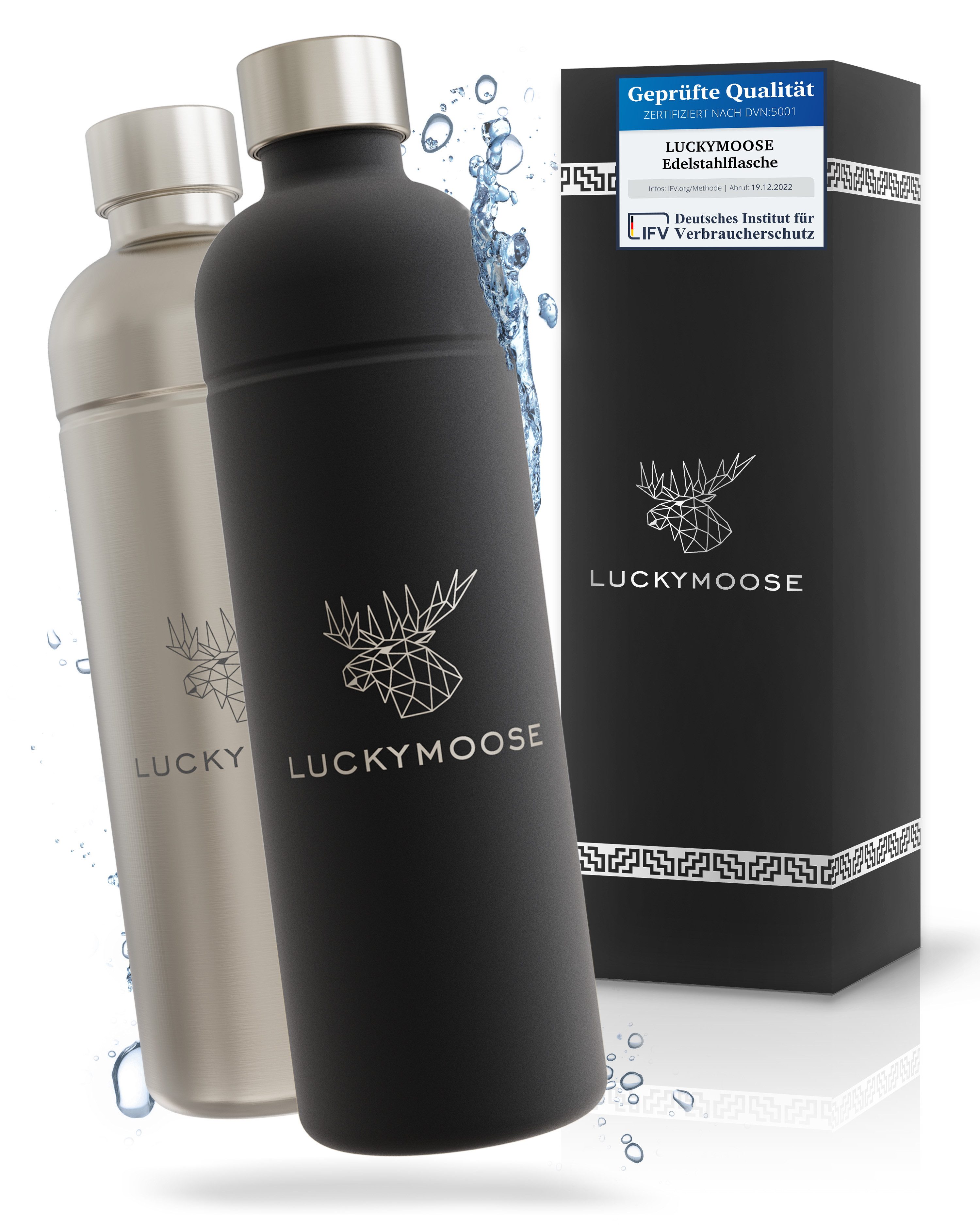 Luckymoose Wassersprudler Flasche Infinity, (für Aarke Carbonator 3, Phlips GoZero & Brita SodaOne), Spülmaschinenfest & ohne Ablaufdatum