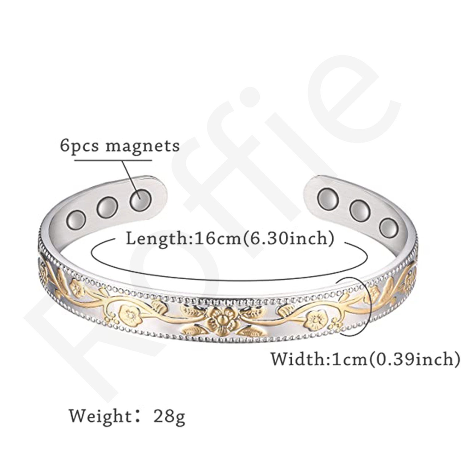 Damen, gegen Armreifen Armband mit 6 Magneten, Silber Ermüdungserscheinungen für Frauen, Armbänder, verstellbare für Damen, Kupfer-Armband Armband Haiaveng