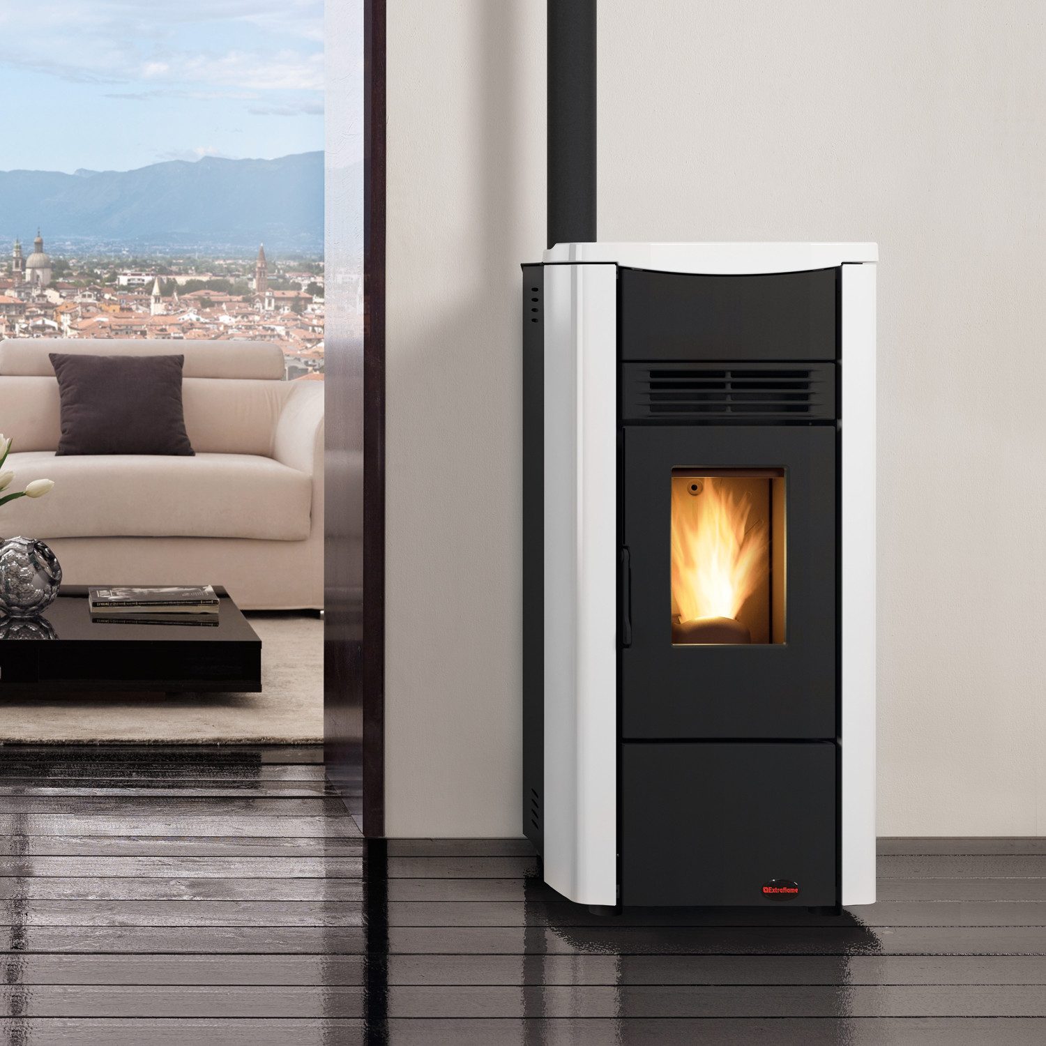 Extraflame Pelletofen Extraflame Giusy Evo 2.0 Pelletofen Stahl Weiss, 7 kW, Pelletofen