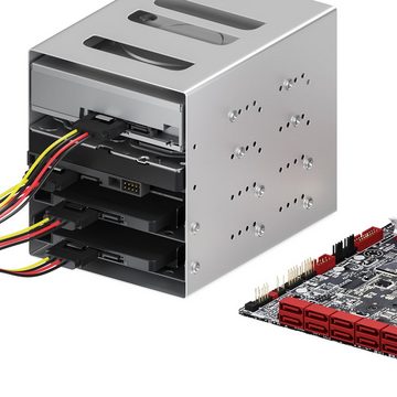 deleyCON deleyCON 0,15m SATA Strom Y-Adapter - 1 zu 4x S-ATA Stecker - 4 Fach Computer-Kabel